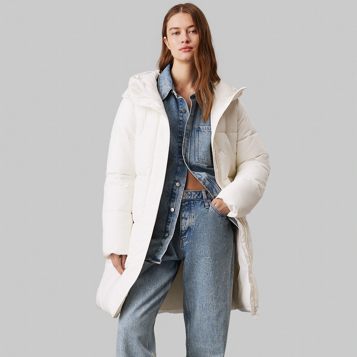 Дамско бяло яке Calvin Klein Jeans Women Jacket J20J224122 YBI Front View