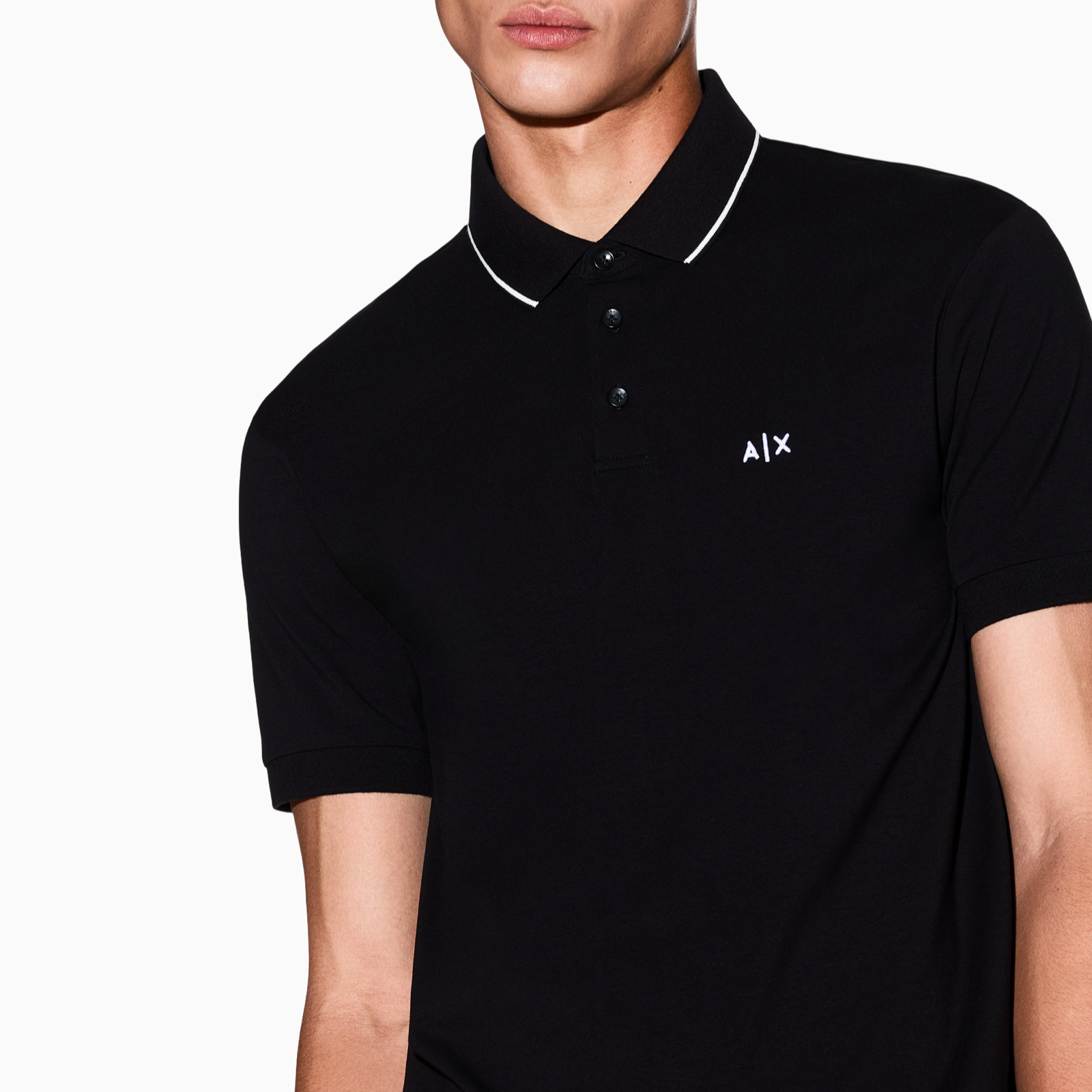 Мъжка черна поло тениска Armani Exchange Men Polo XM001289 AF10363 UC001 Close-Up