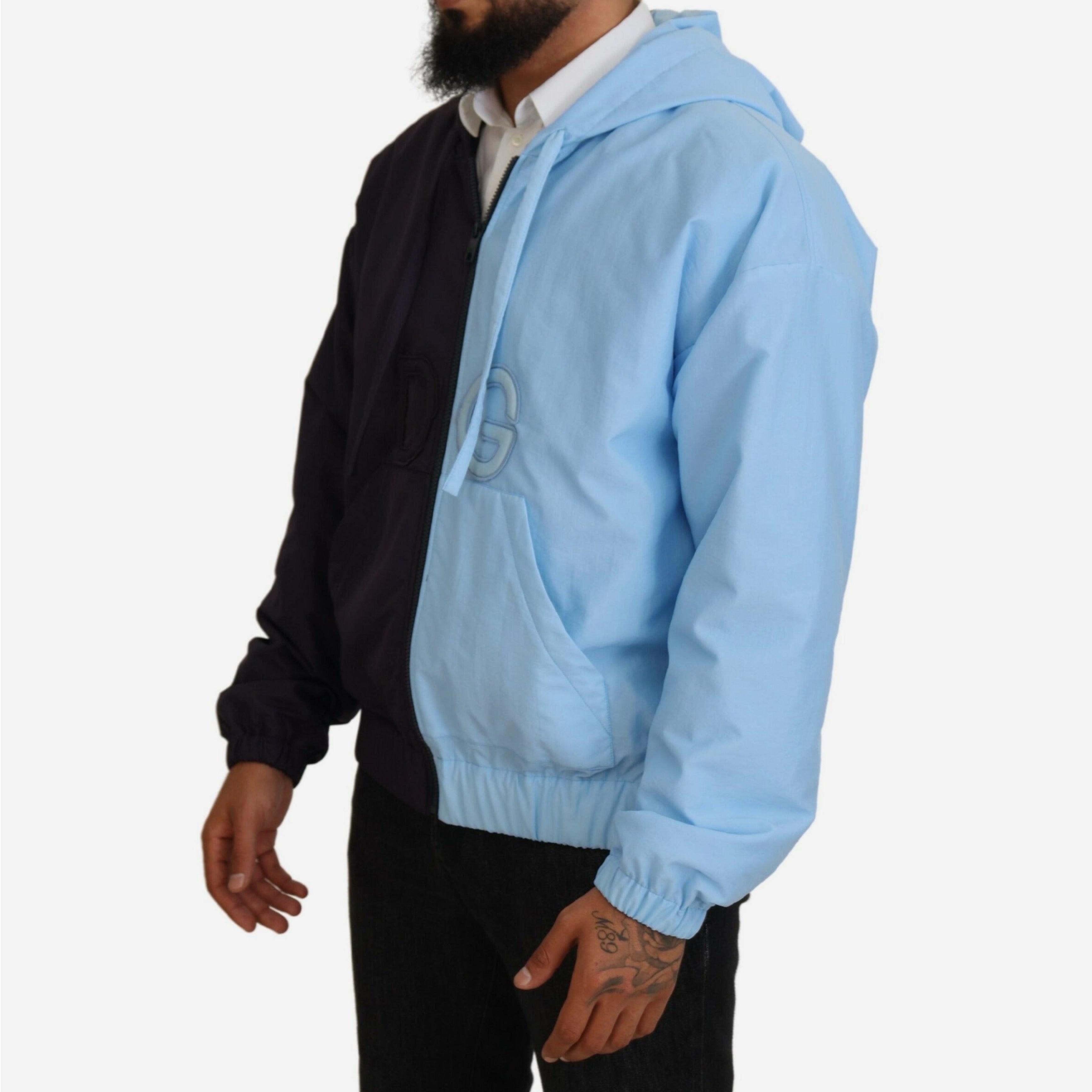Мъжко луксозно яке уиндстопър в черно и светло синьо DOLCE & GABBANA Men’s Luxury Black/Light Blue Windstopper Jacket