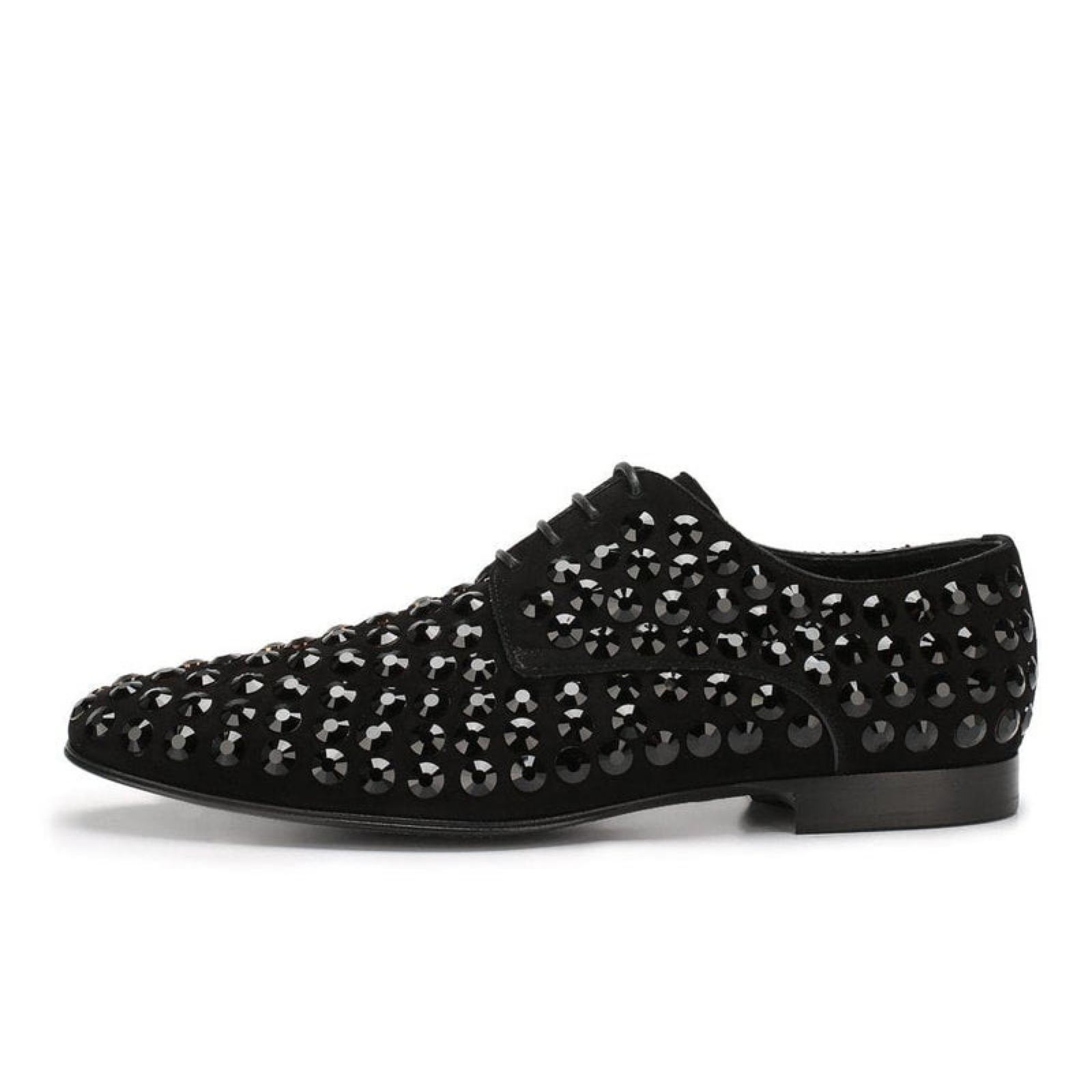 Dolce & Gabbana Positano Embellished Rhinestone Men Derby Shoes A10429 AK526 MV7360 Medial View