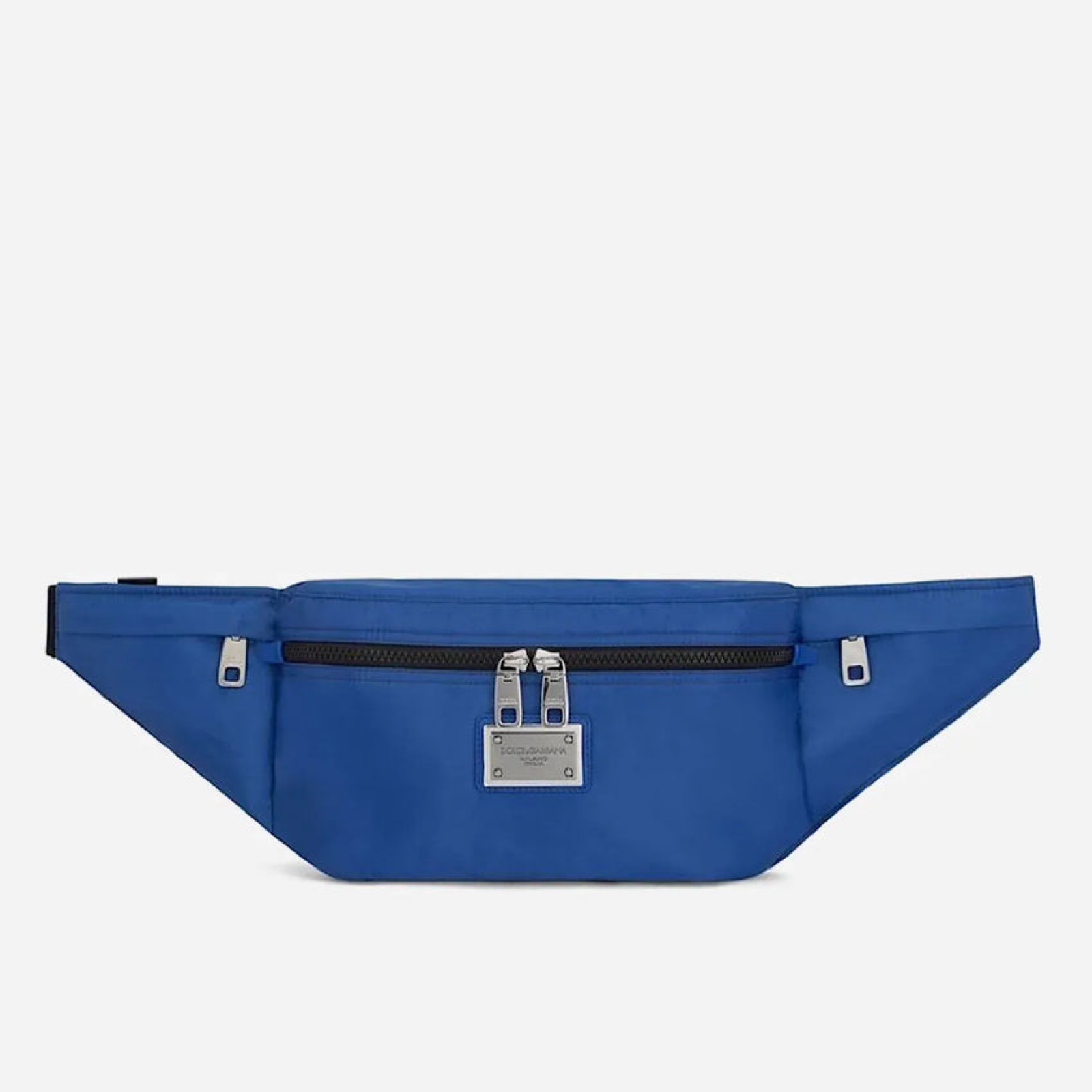 Dolce & Gabbana Blue Logo Plaque Waist Bag Front View