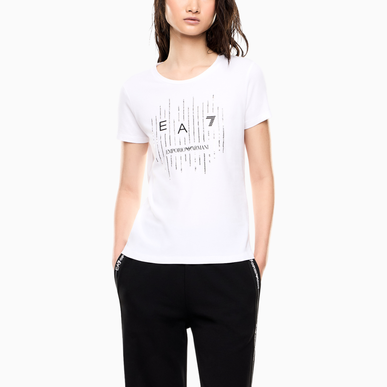 Дамска бяла тениска EA7 Emporio Armani Women T-shirt 7W001097 AF10373 U0002 Front View