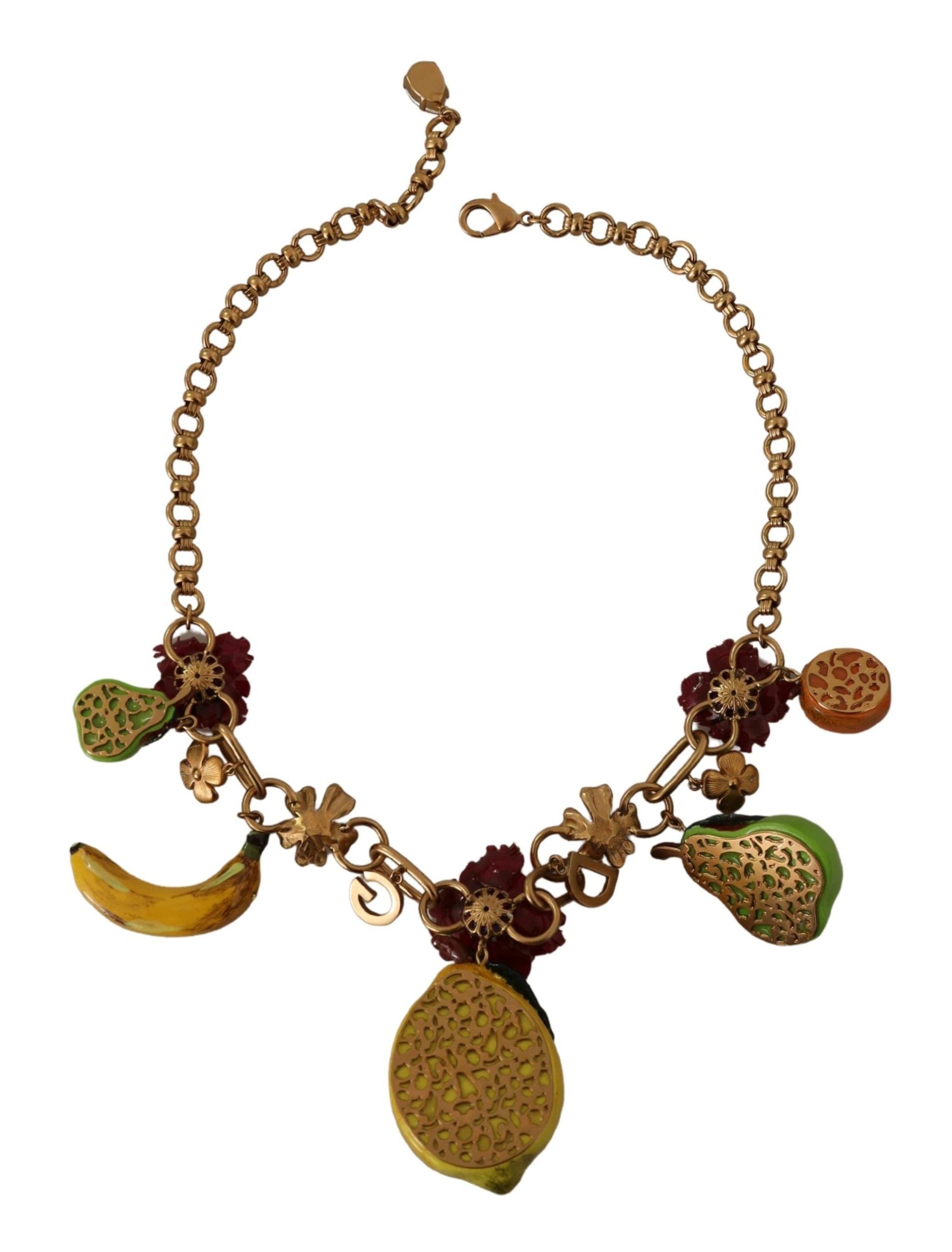 Dolce &amp; Gabbana Chic Gold Statement Колие със сицилиански плодове