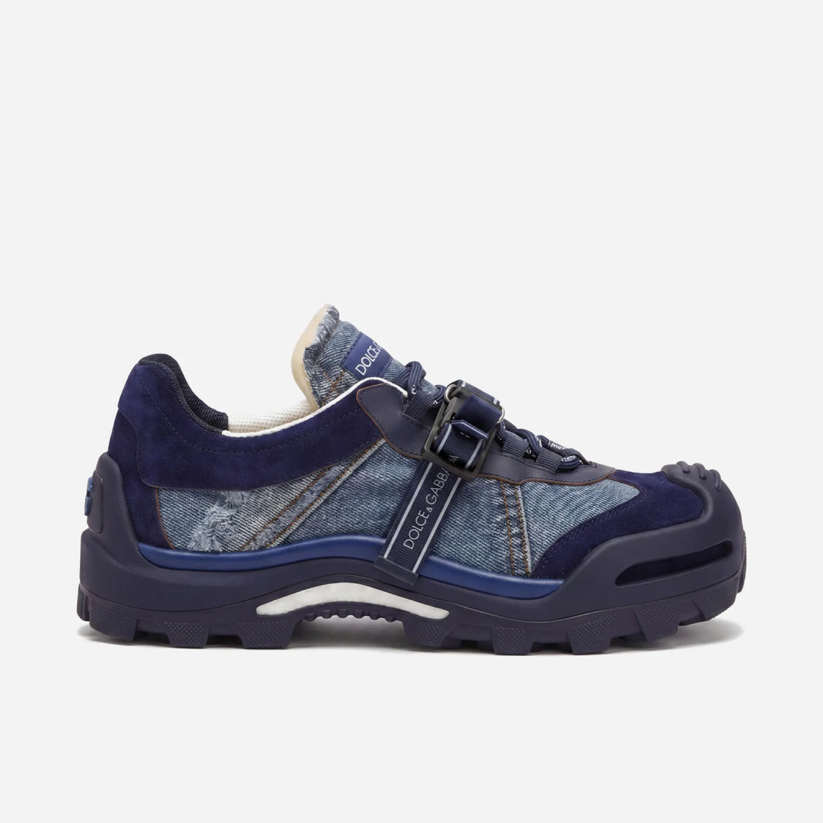 Dolce & Gabbana Airmaster Panelled Denim Sneakers Medial View