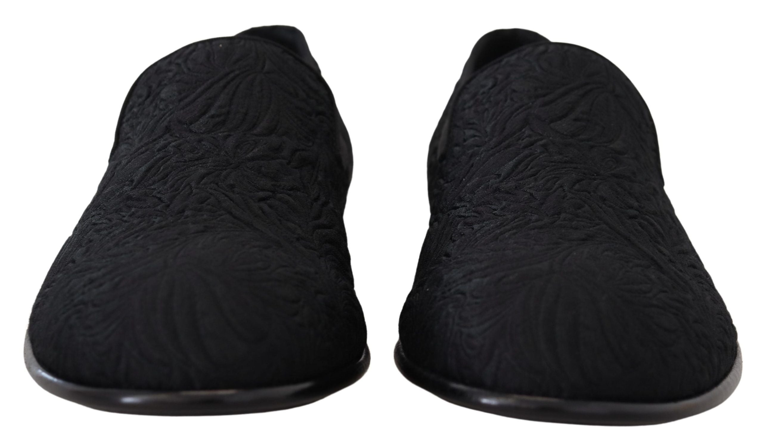 Dolce &amp; Gabbana Елегантни жакардови черни мокасини с плъзгащи се обувки