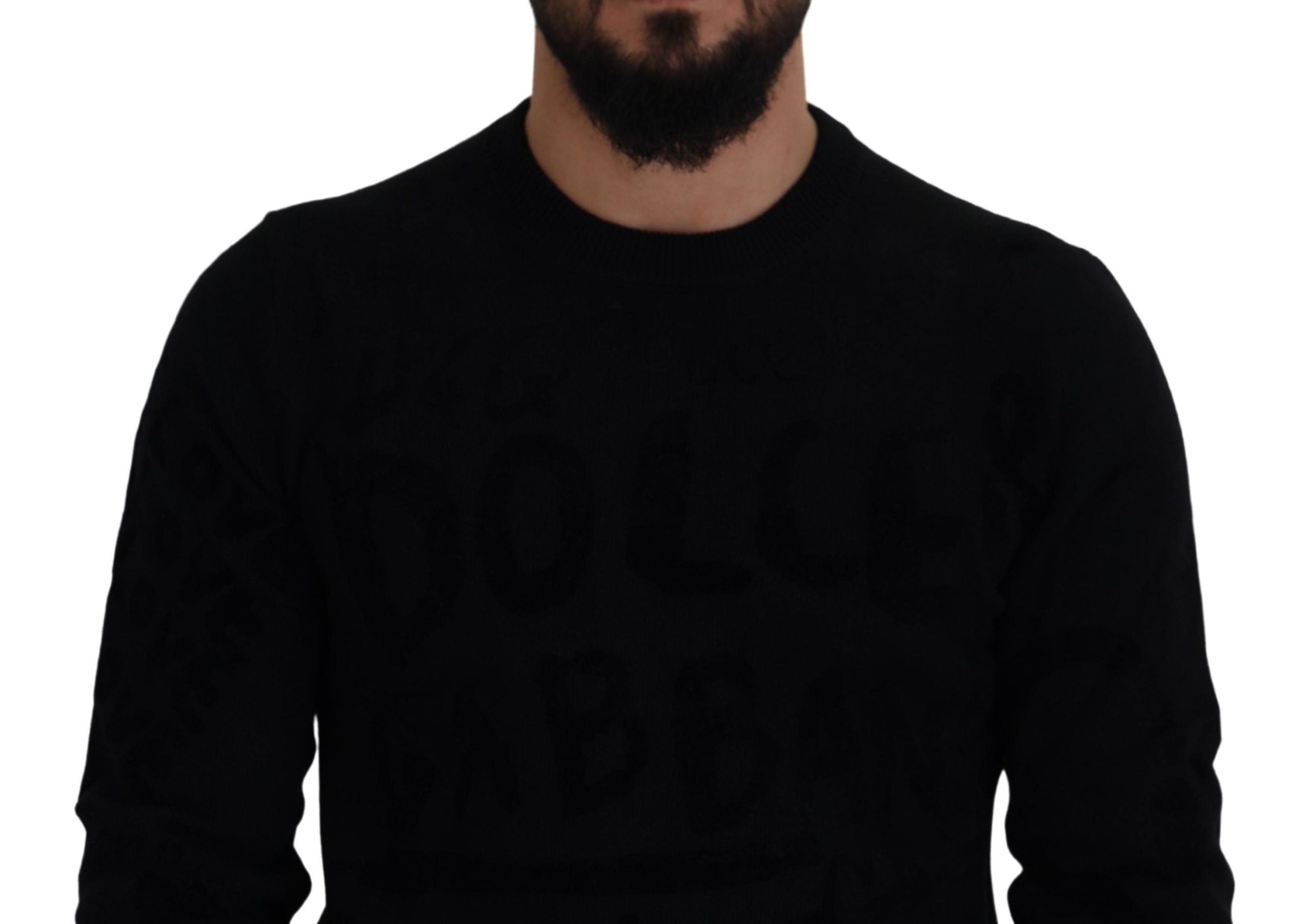 Елегантен вълнен пуловер с черно лого Dolce &amp; Gabbana