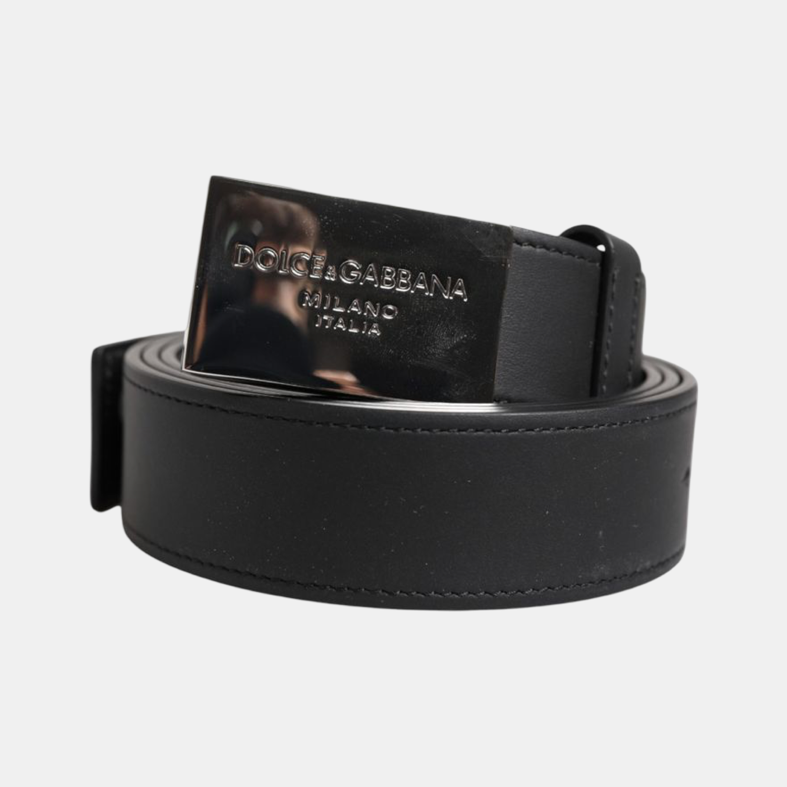 Dolce & Gabbana Black Leather Belt BC3624 B5382 80999 Front View