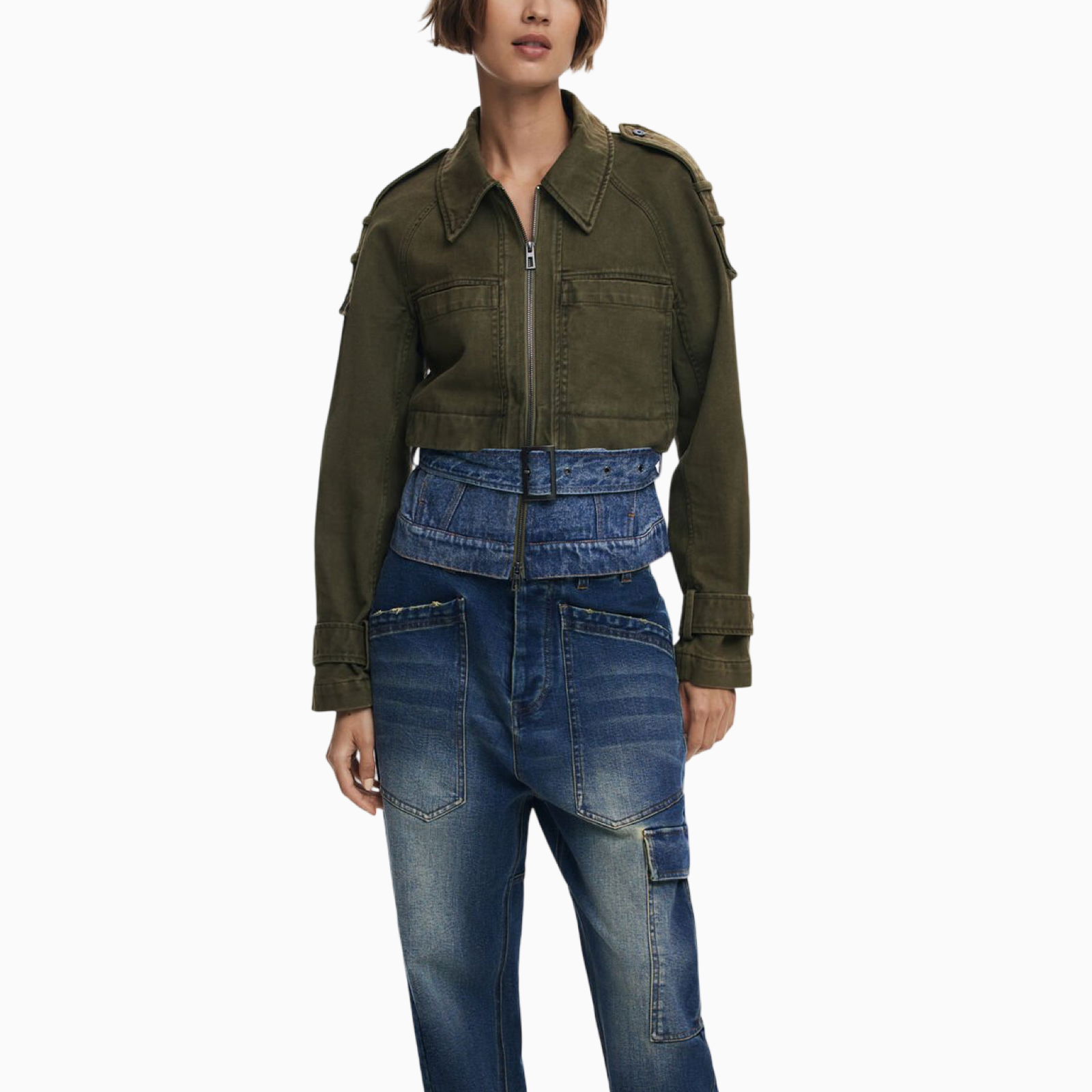 Дамско яке Desigual Combined Short Parka Jacket 25WWEW54 Front View