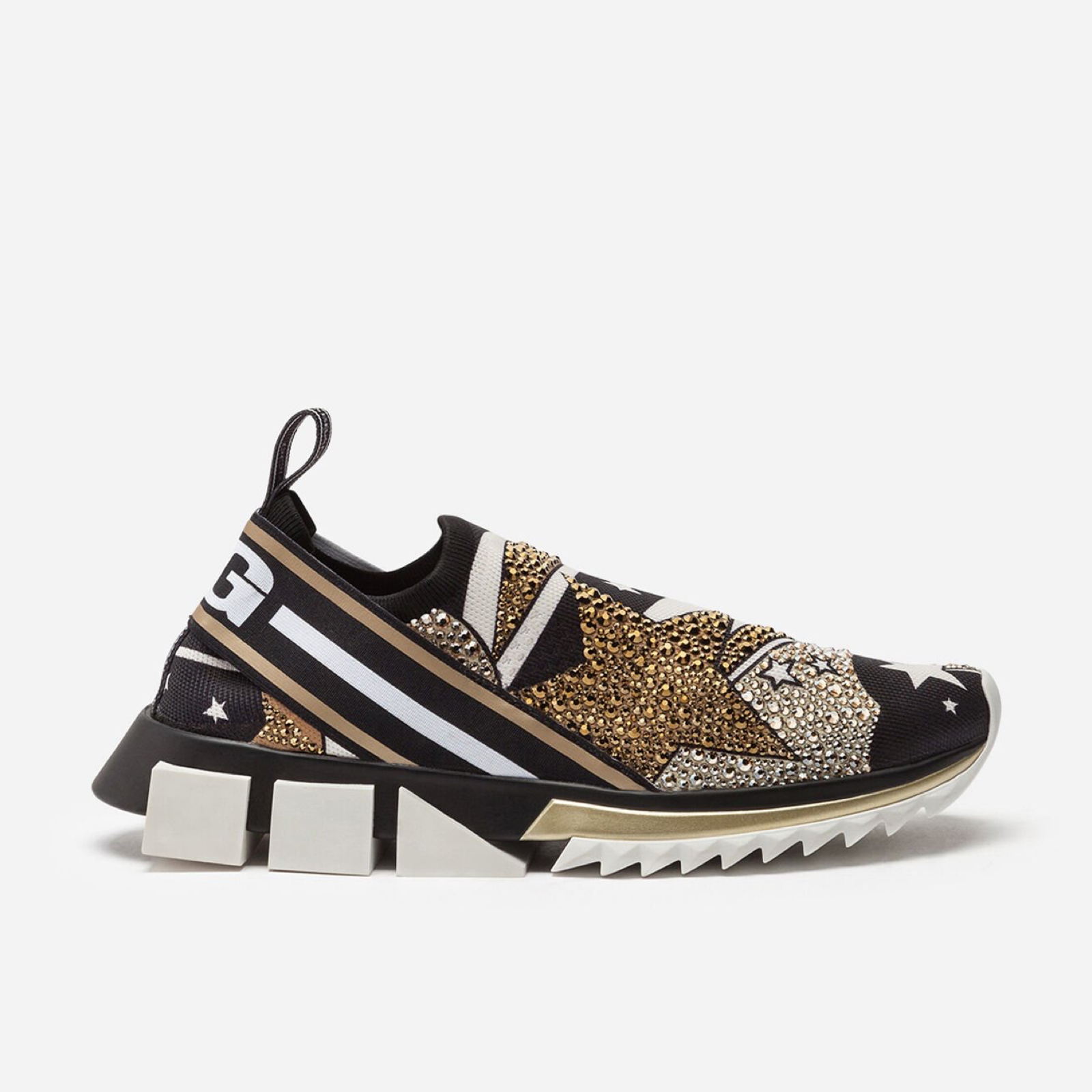 Dolce & Gabbana Embellished Rhinestones Sorrento Men Sneakers Lateral View