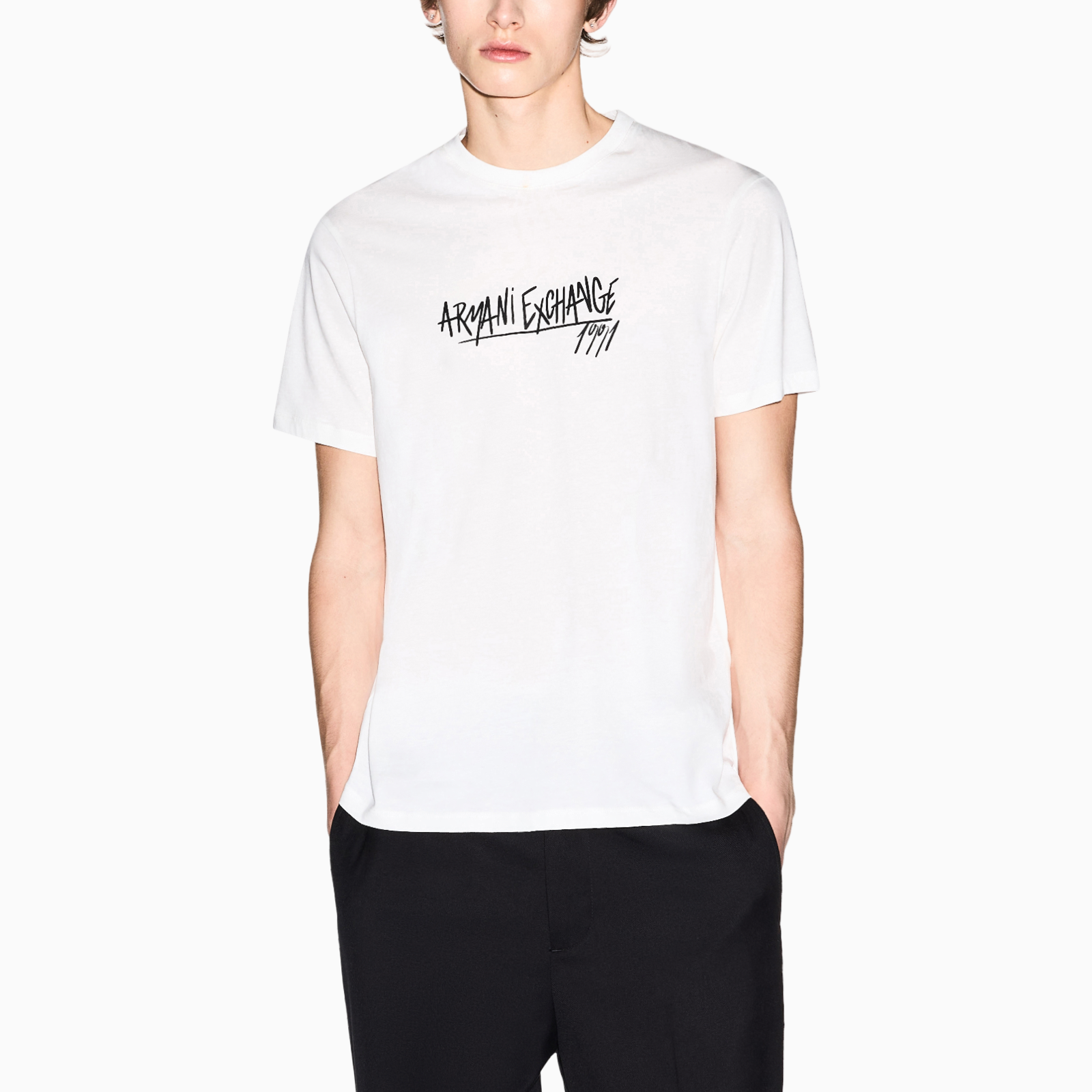 Мъжка бяла тениска Armani Exchange Men T-shirt XM002789 AF10356 U0009 Front View