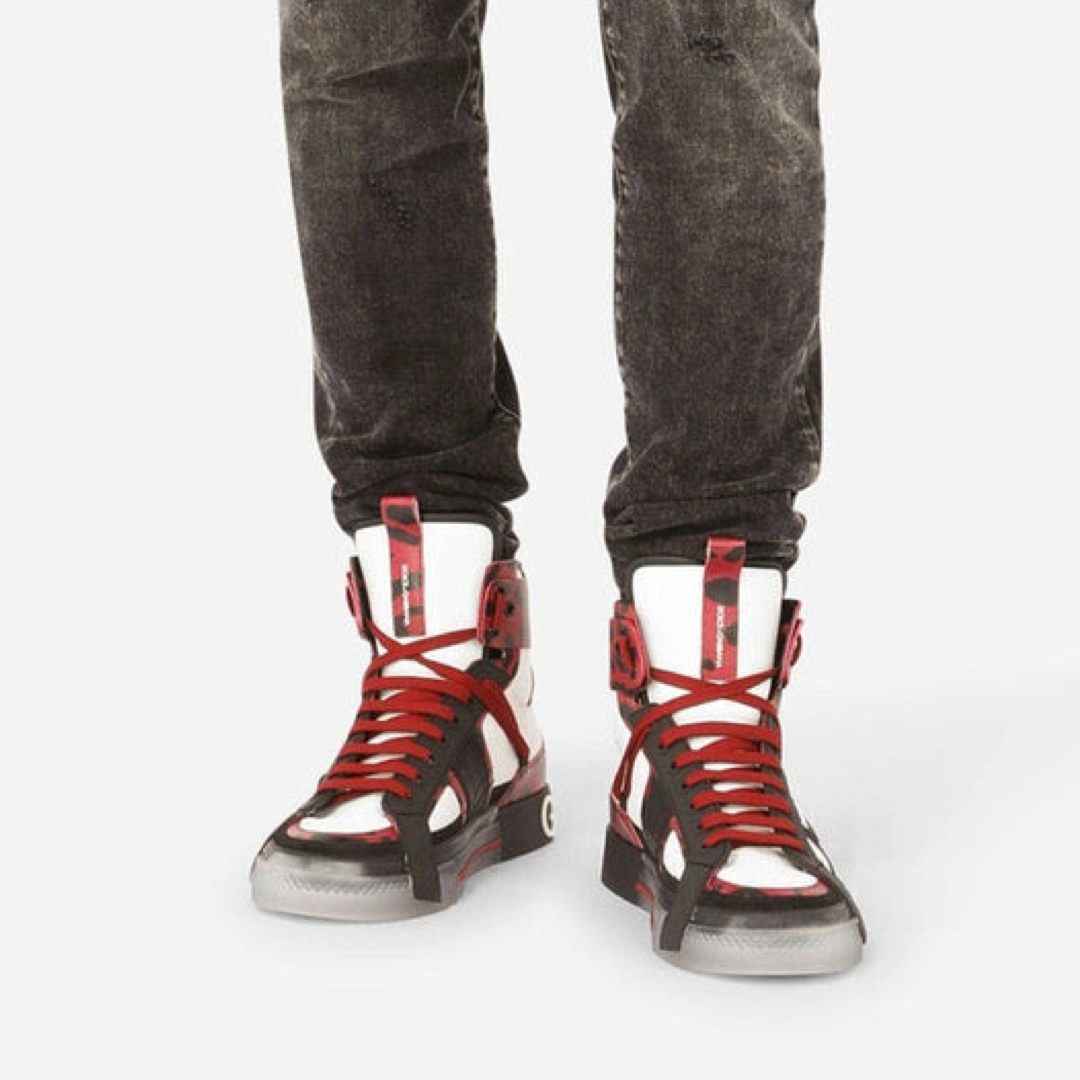 Dolce & Gabbana Custom 2.Zero High Top Men Sneakers CS1870 AQ698 Model View