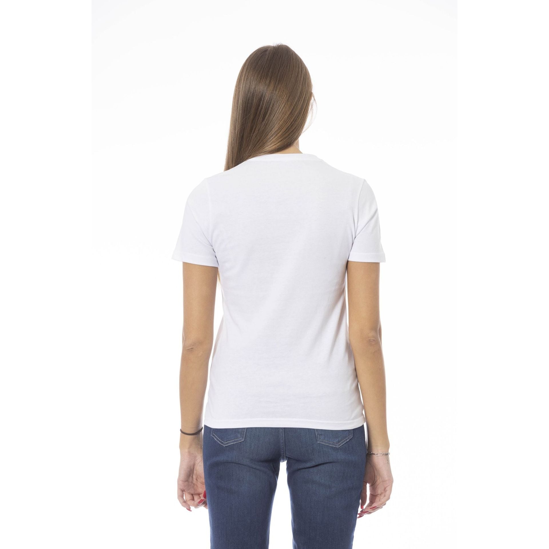 Дамска памучна тениска в бяло Women’s t-shirt Baldinini Trend TSD07 MANTOVA BIANCOWHITE back view