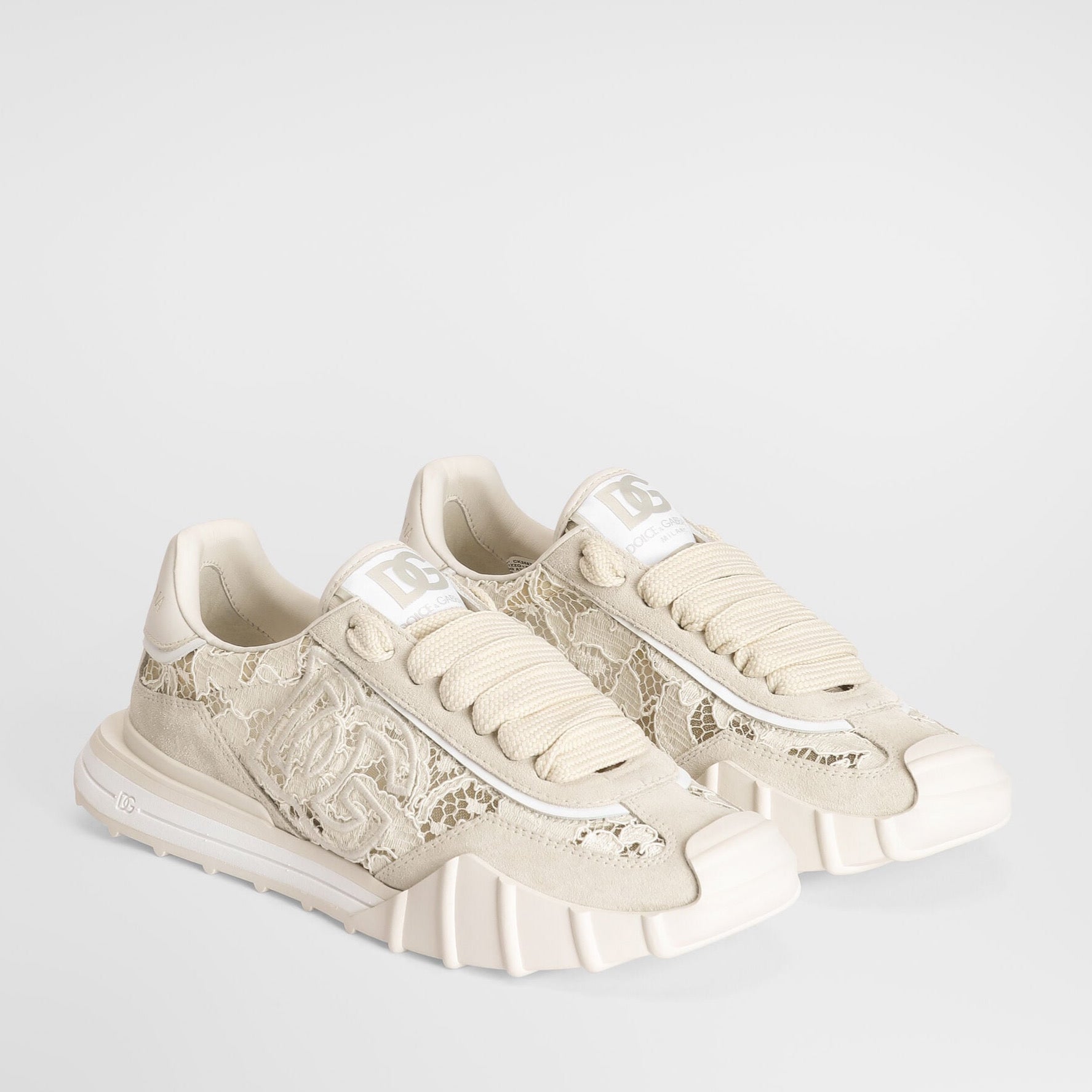 Dolce & Gabbana Beige Calf Leather Bos Taurus Sneakers CK2487A3S648Z180 Top view