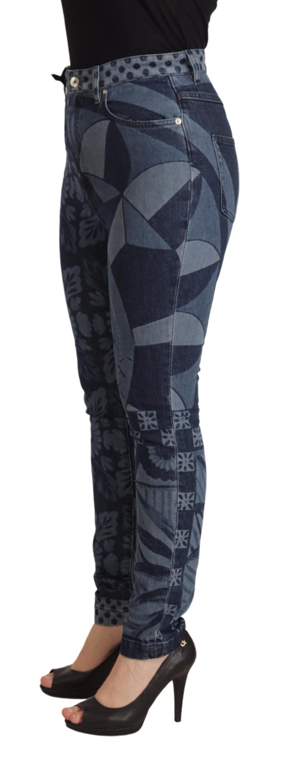 Dolce &amp; Gabbana Елегантни тесни дънки с висока талия на цветя