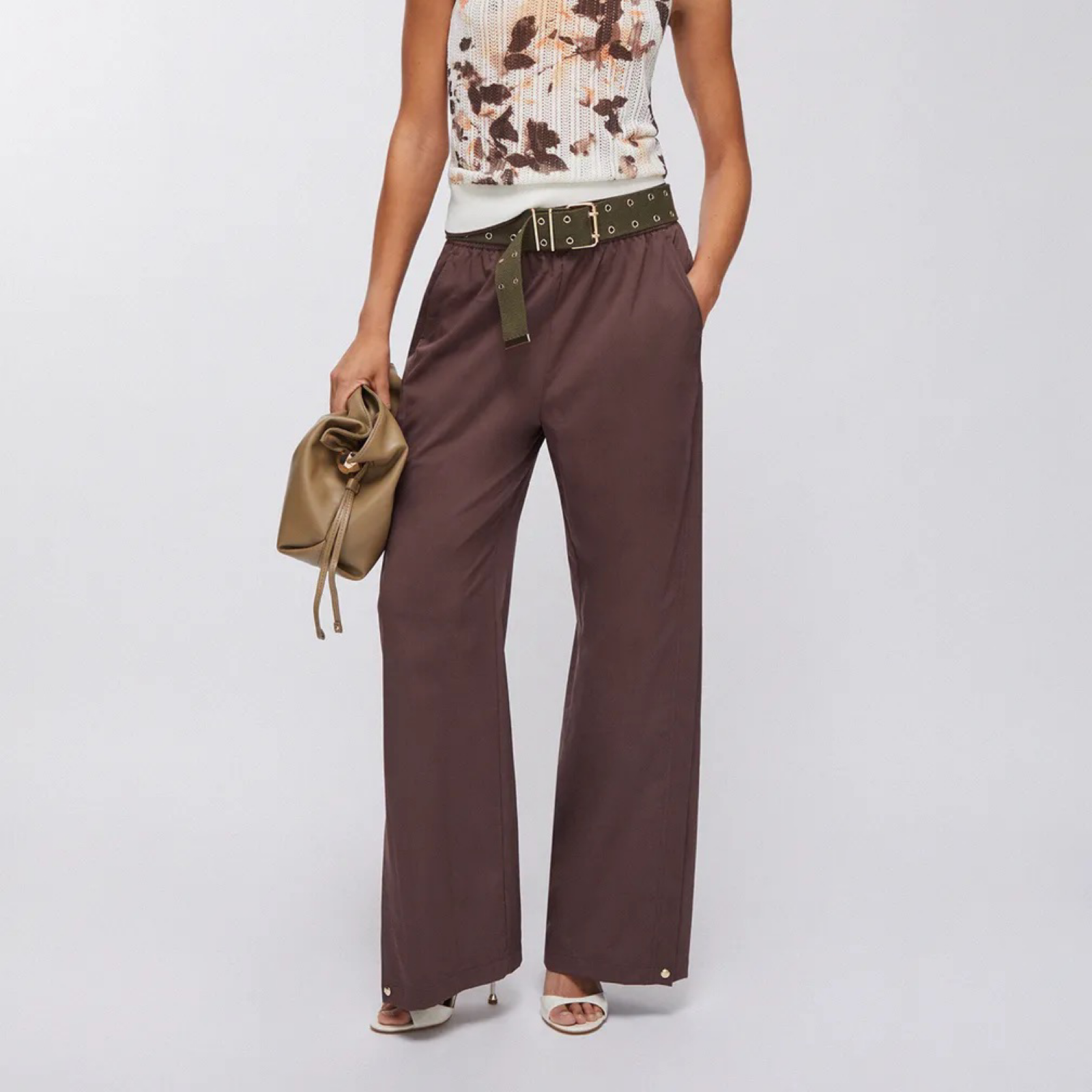 Дамски кафяв панталон Liu Jo Women Trousers TA6181 TS922 91015 Front View
