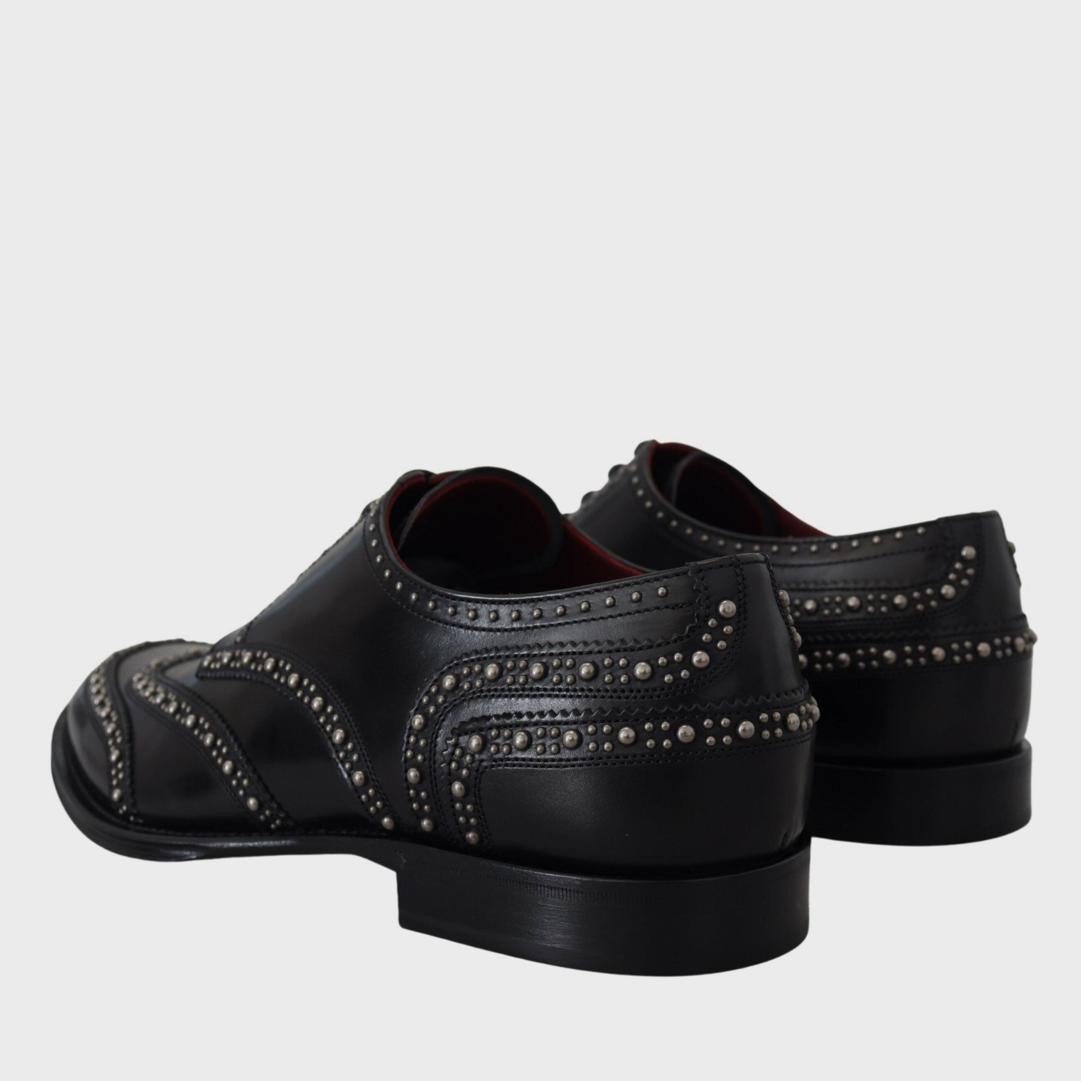Мъжки луксозни официални черни кожени обувки Dolce & Gabbana Men’s Luxury Black Leather Studded Derby Shoes