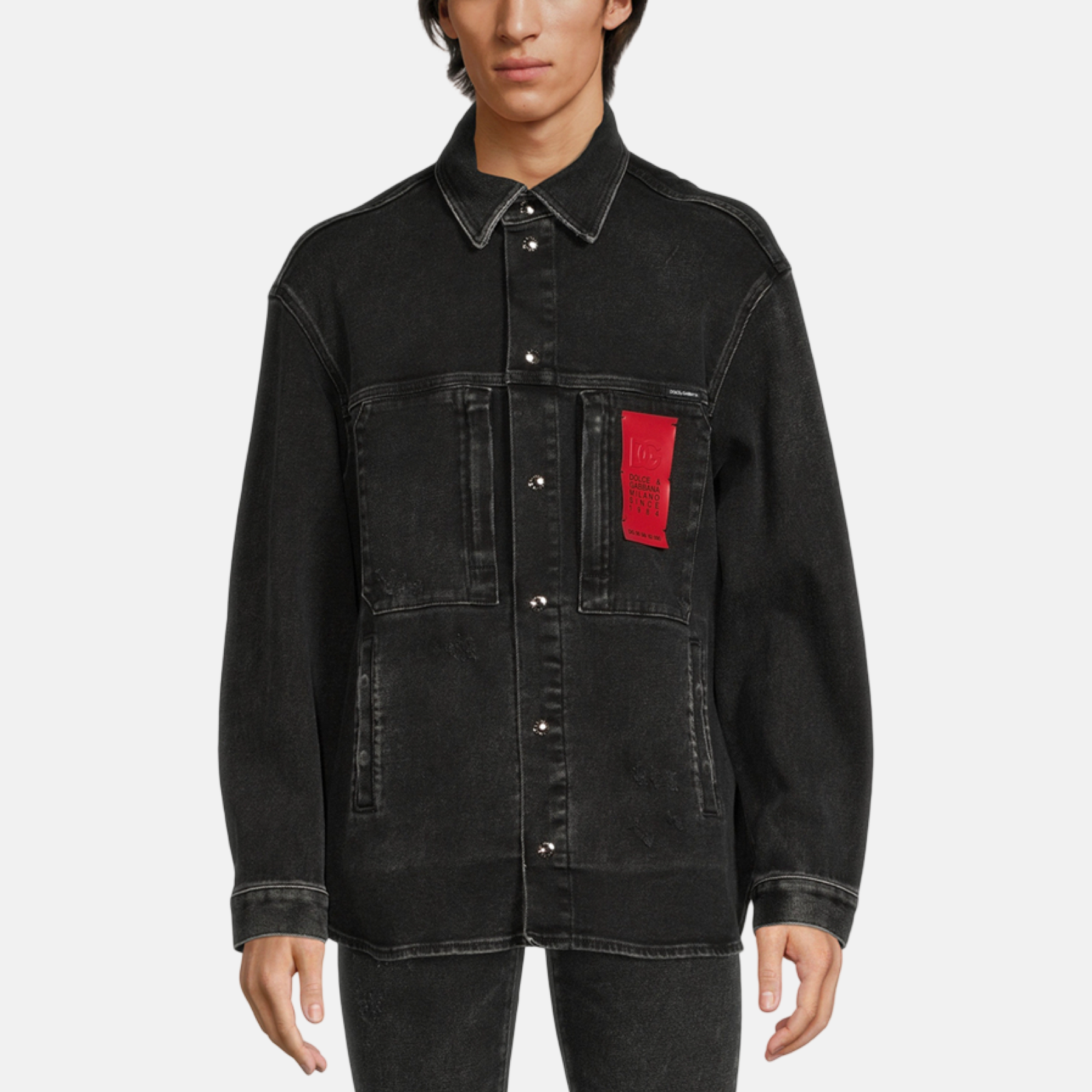 Мъжки черно дънково яке Dolce & Gabbana Men Denim Jacket Front View