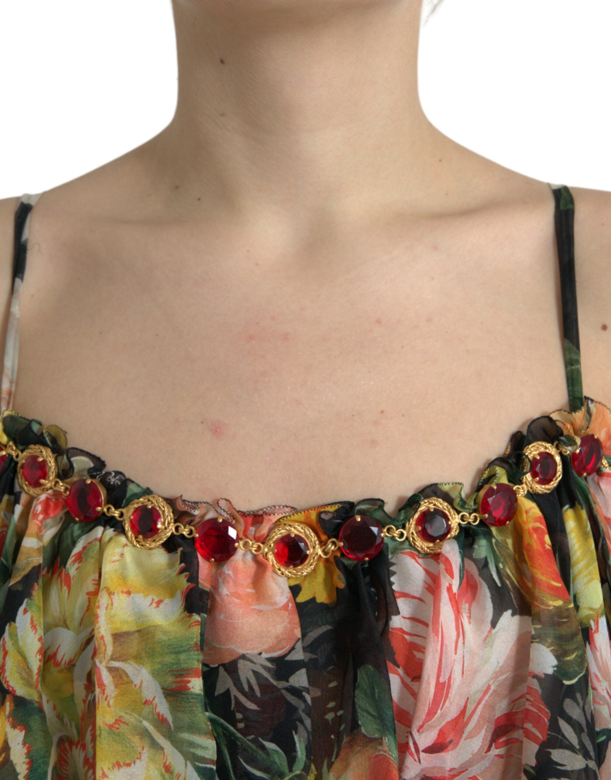 Вибрираща копринена макси рокля на цветя Dolce &amp; Gabbana