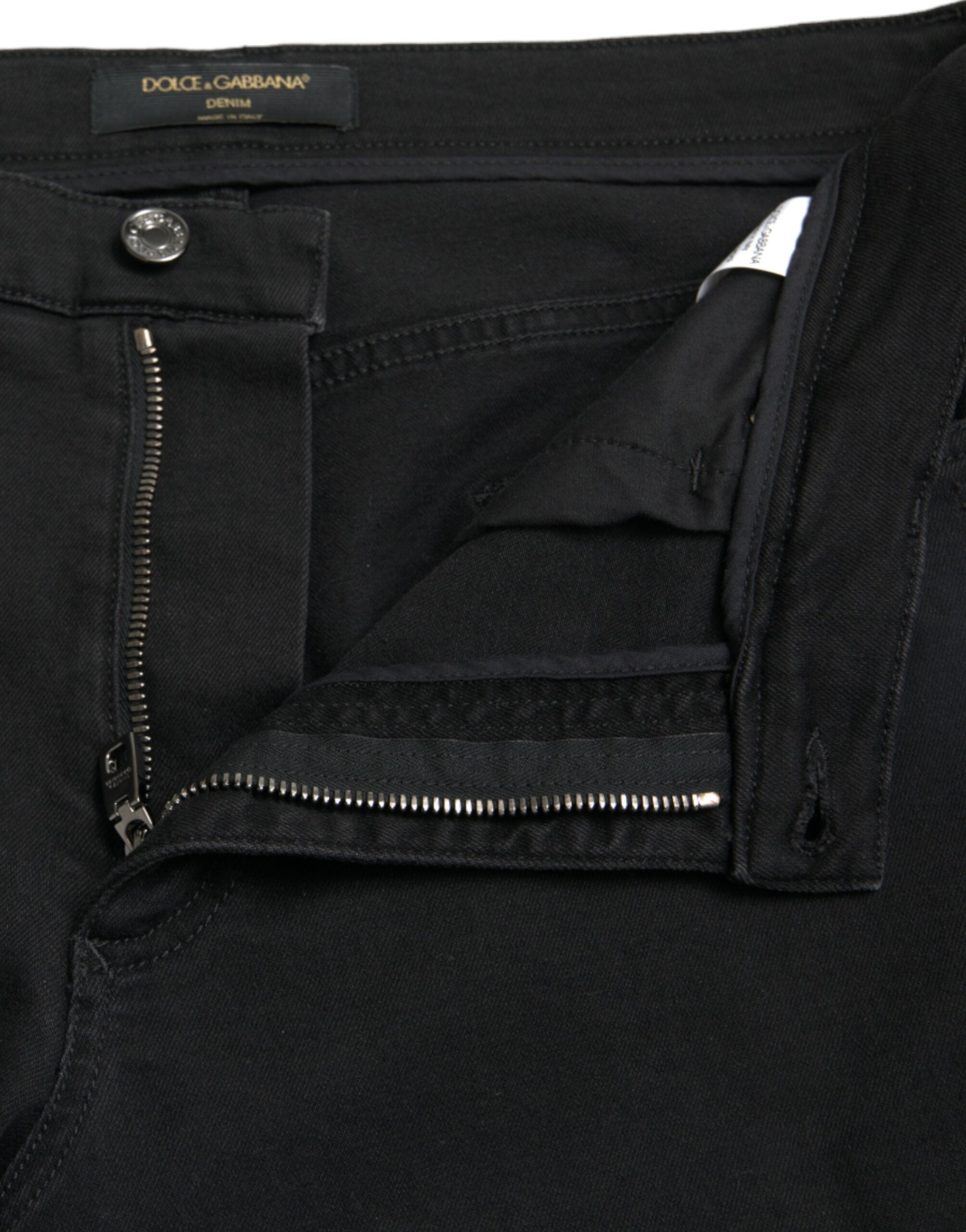 Елегантни черни еластични дънки с висока талия Dolce &amp; Gabbana