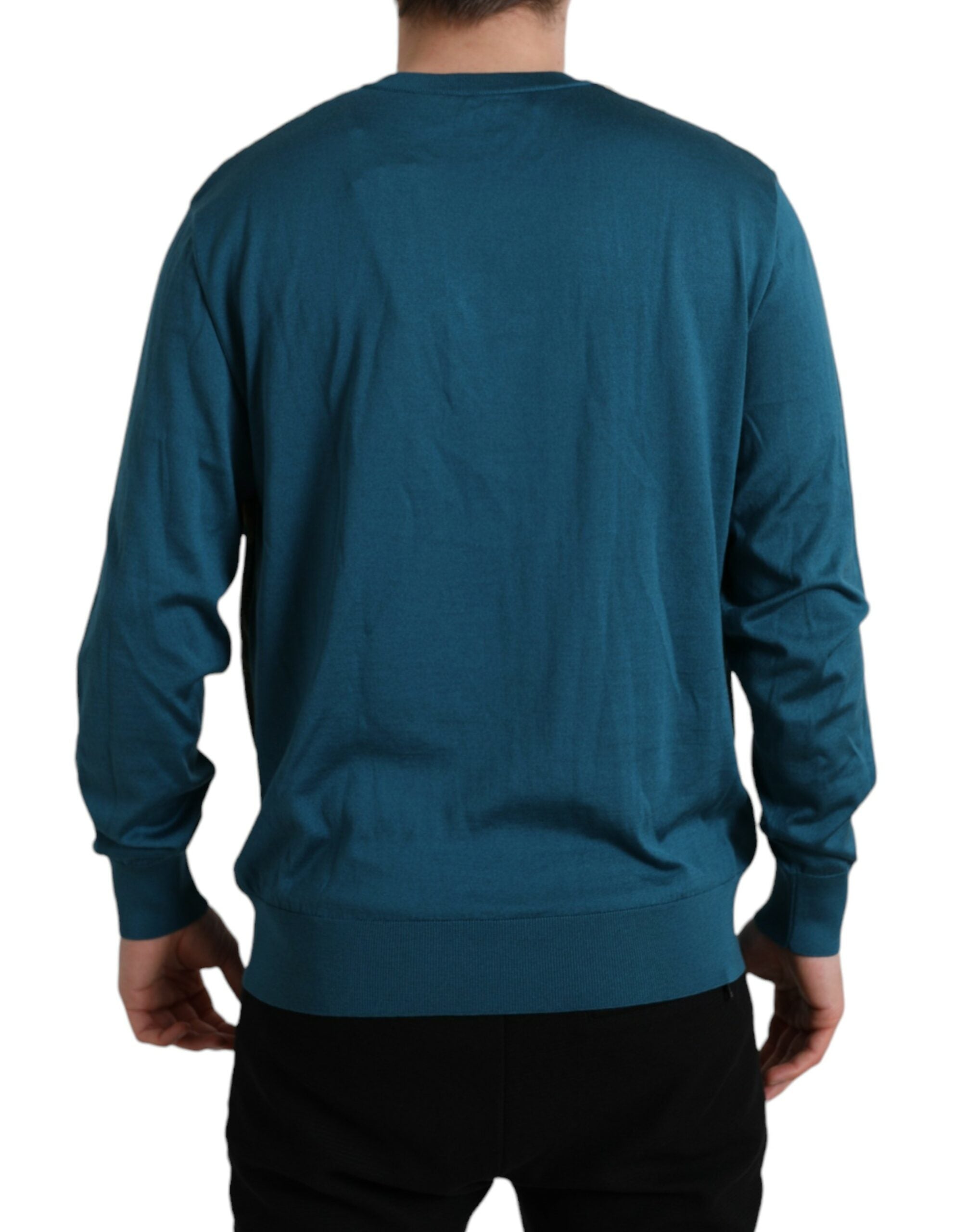 Копринен пуловер с V-образно деколте и паунови пера на Dolce &amp; Gabbana