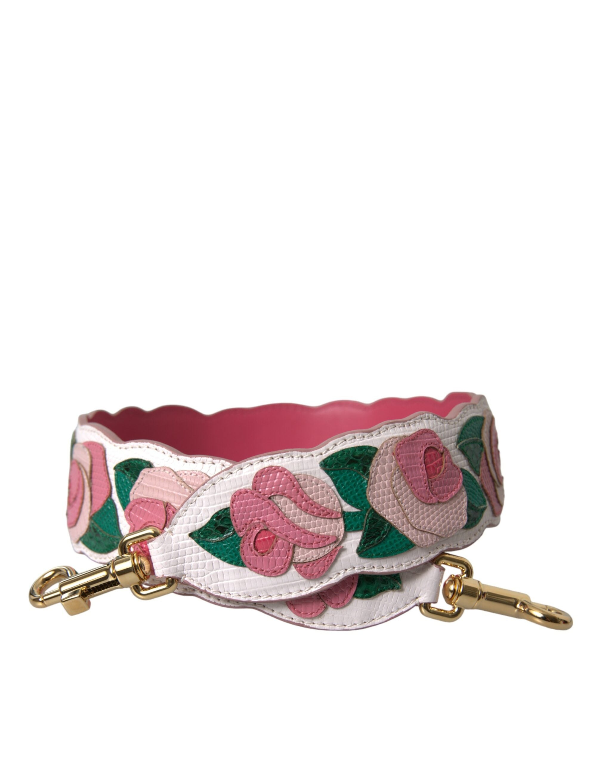 Dolce &amp; Gabbana Бял кожен аксесоар с цветя презрамка за рамо