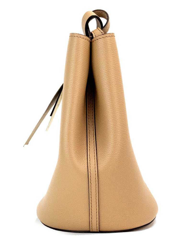 Дамска чанта Burberry Lorne Small Camel Haymarket Check Pebble Leather Bucket Purse