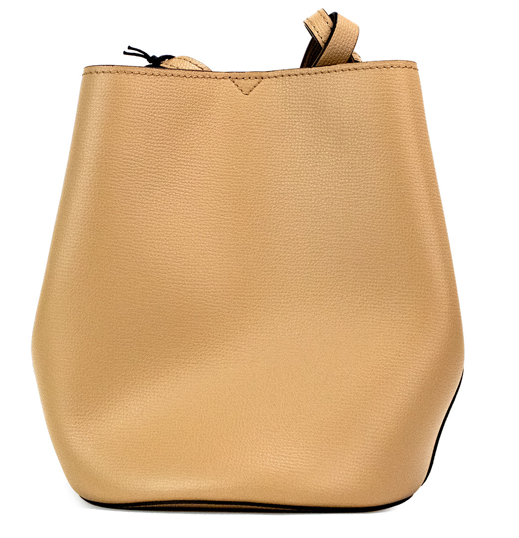 Дамска чанта Burberry Lorne Small Camel Haymarket Check Pebble Leather Bucket Purse