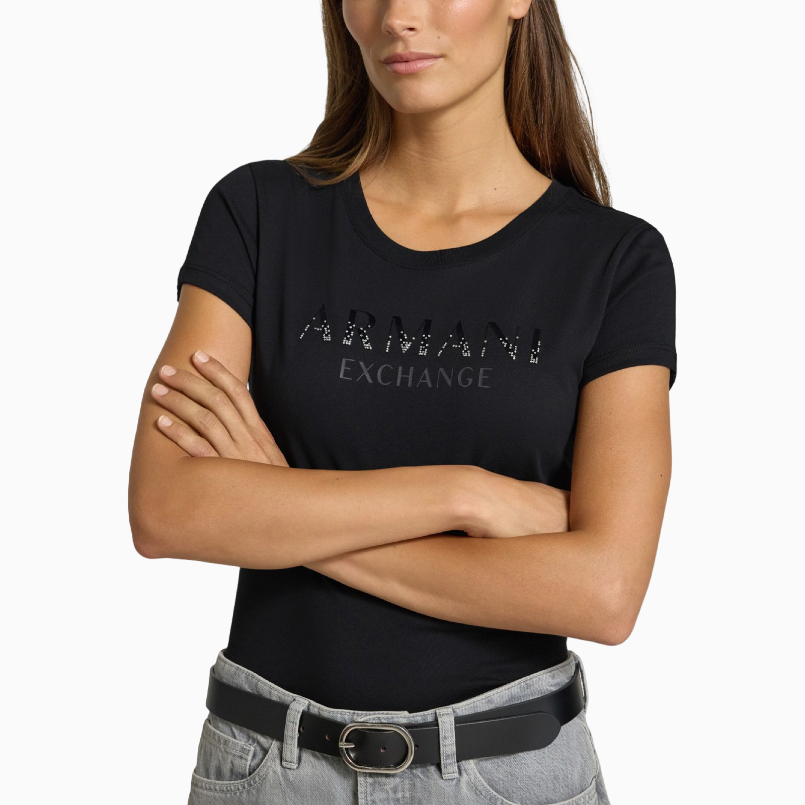 Дамска черна тениска Armani Exchange Women T-shirt XW001351 AF17172 Close-Up