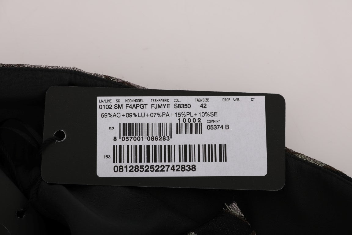 Dolce &amp; Gabbana Елегантна черна права пола със сребристо-флорални мотиви