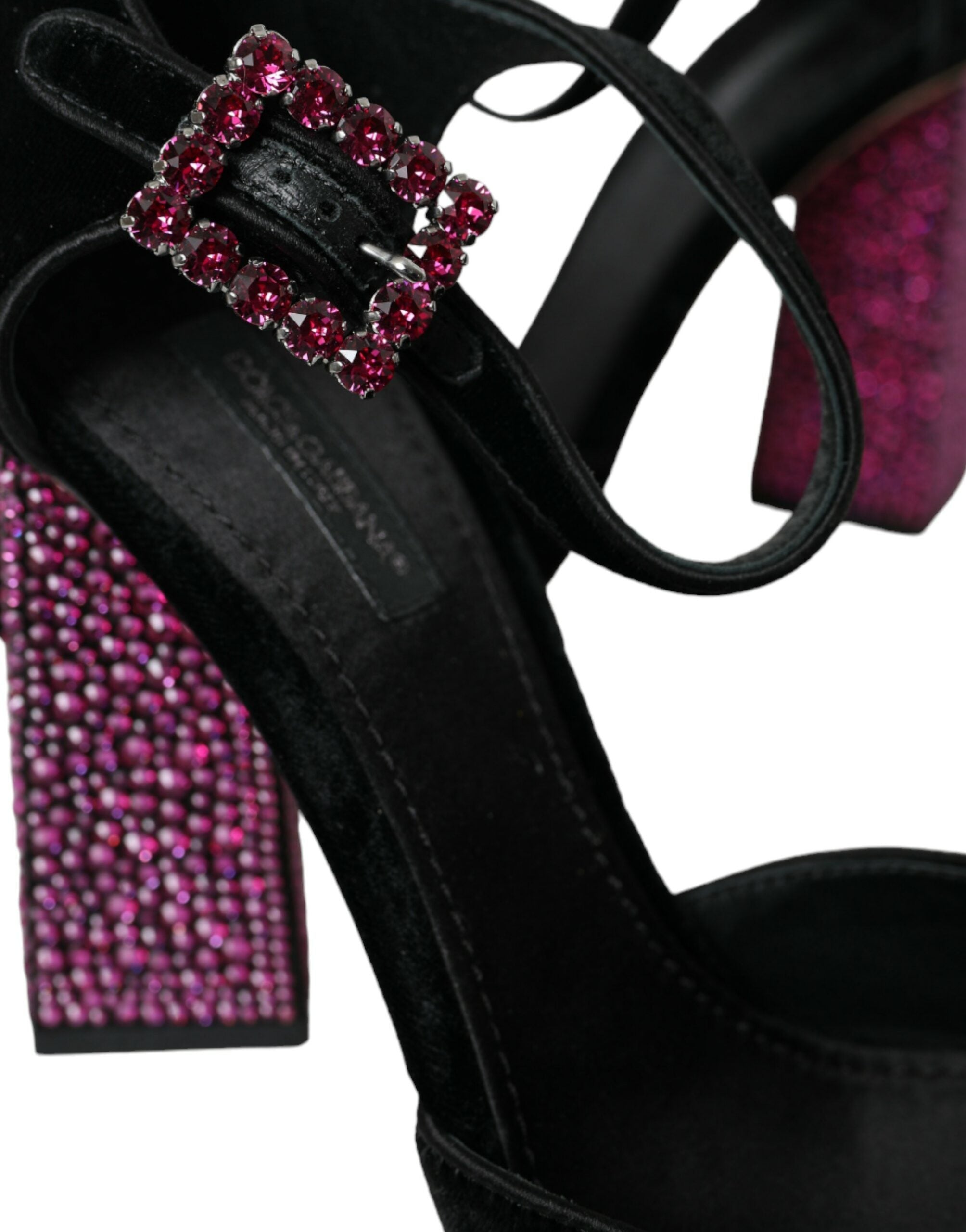 Обувки Dolce &amp; Gabbana с черни кадифени кристали Mary Janes