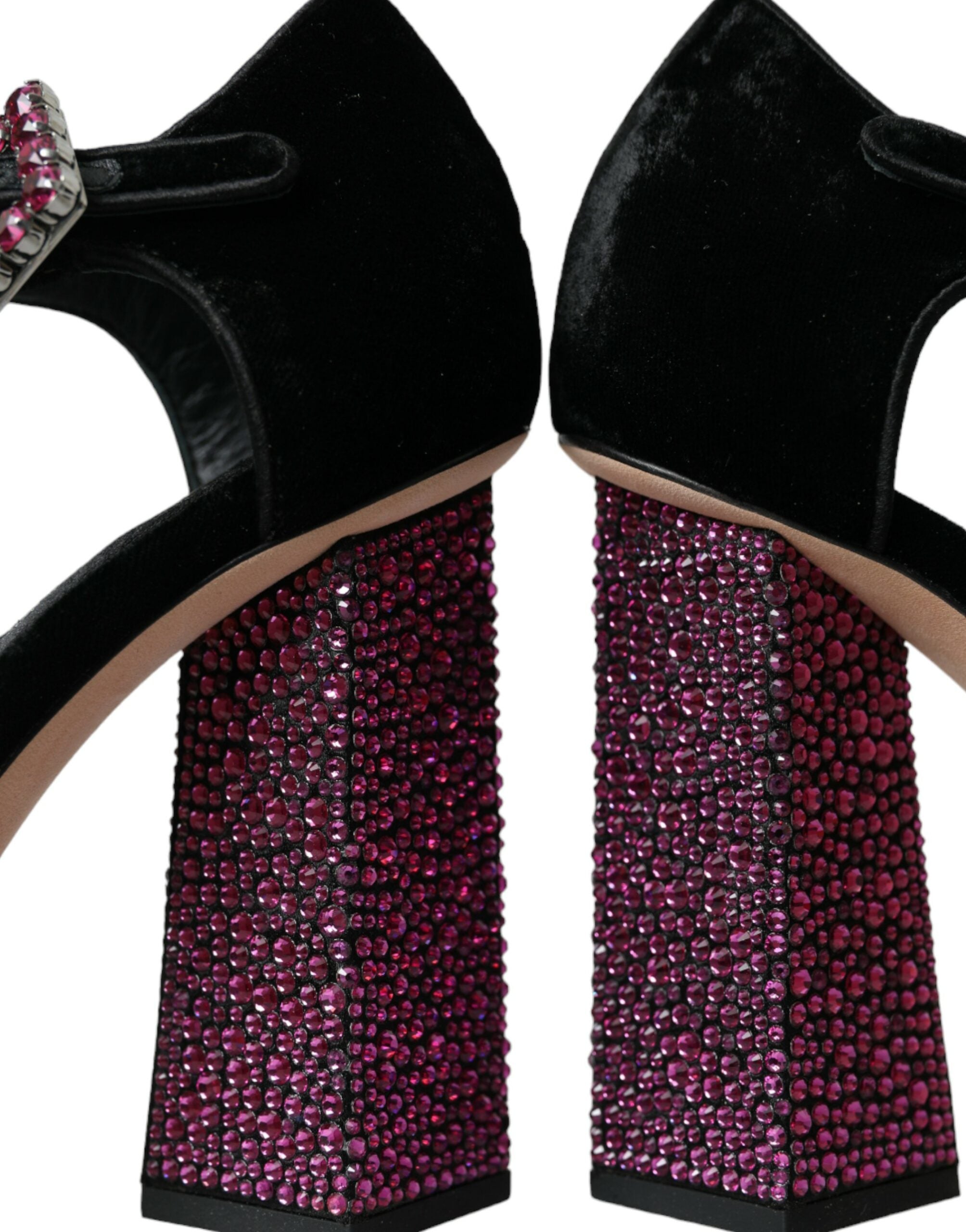 Обувки Dolce &amp; Gabbana с черни кадифени кристали Mary Janes