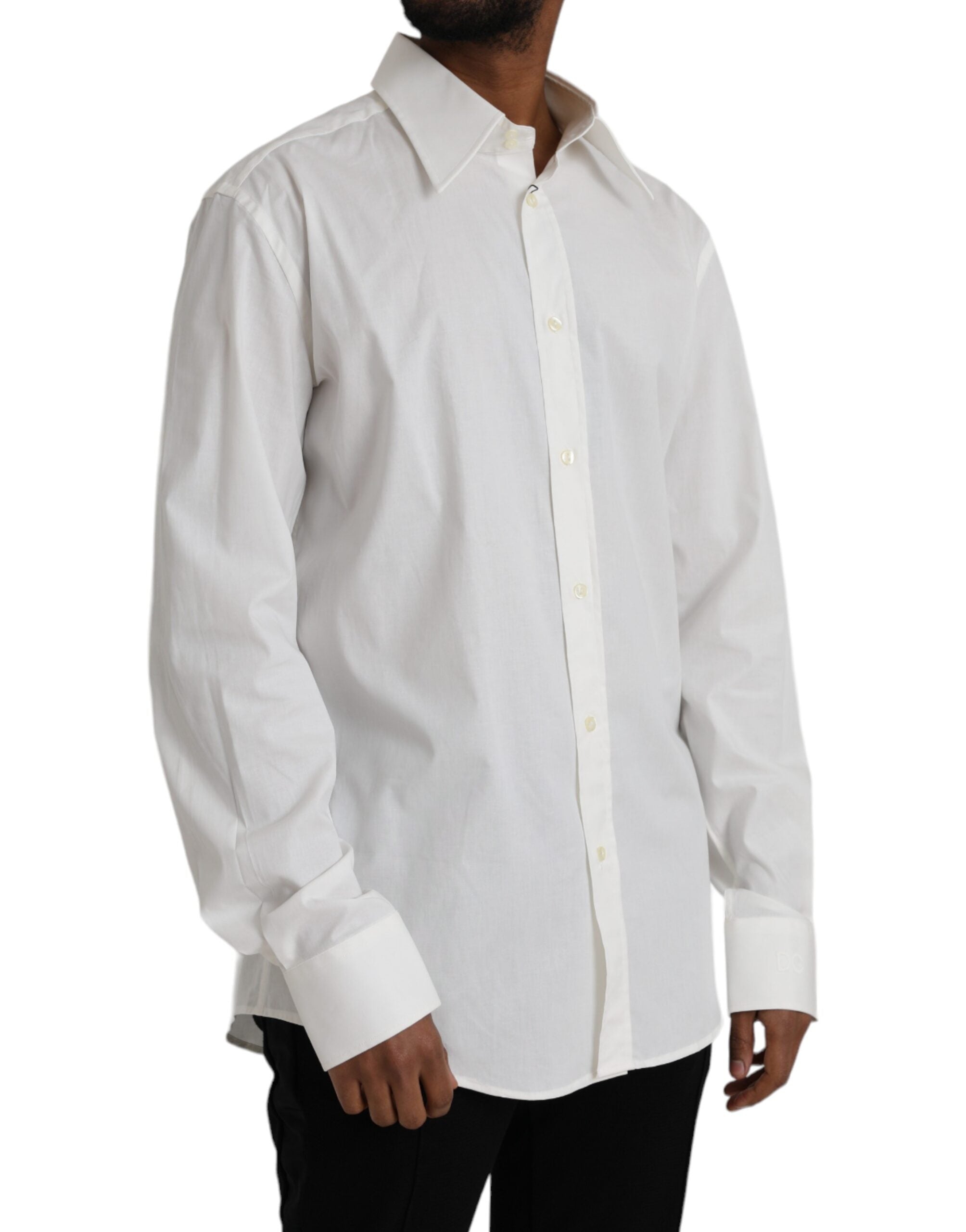 Dolce &amp; Gabbana Бяла памучна рокля Slim Fit GOLD Shirt
