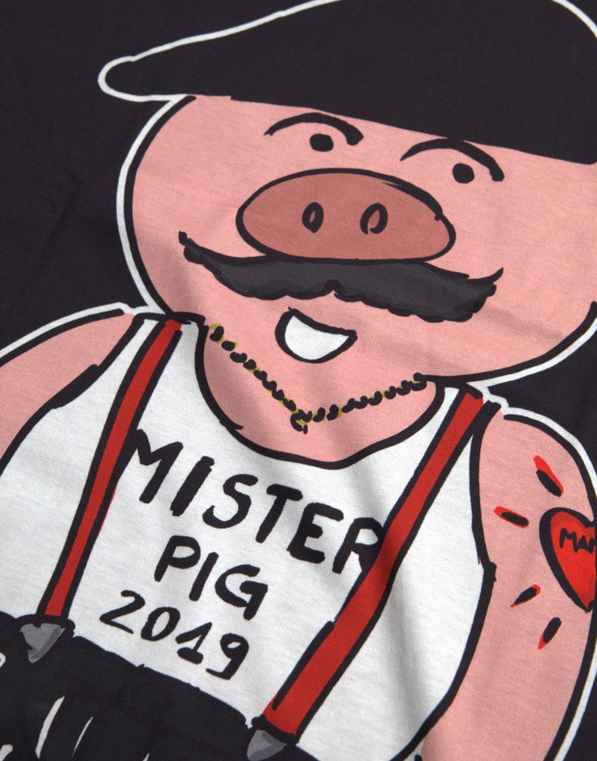 Мъжка черна тениска Dolce & Gabbana Sicily Pig Cotton T-shirt