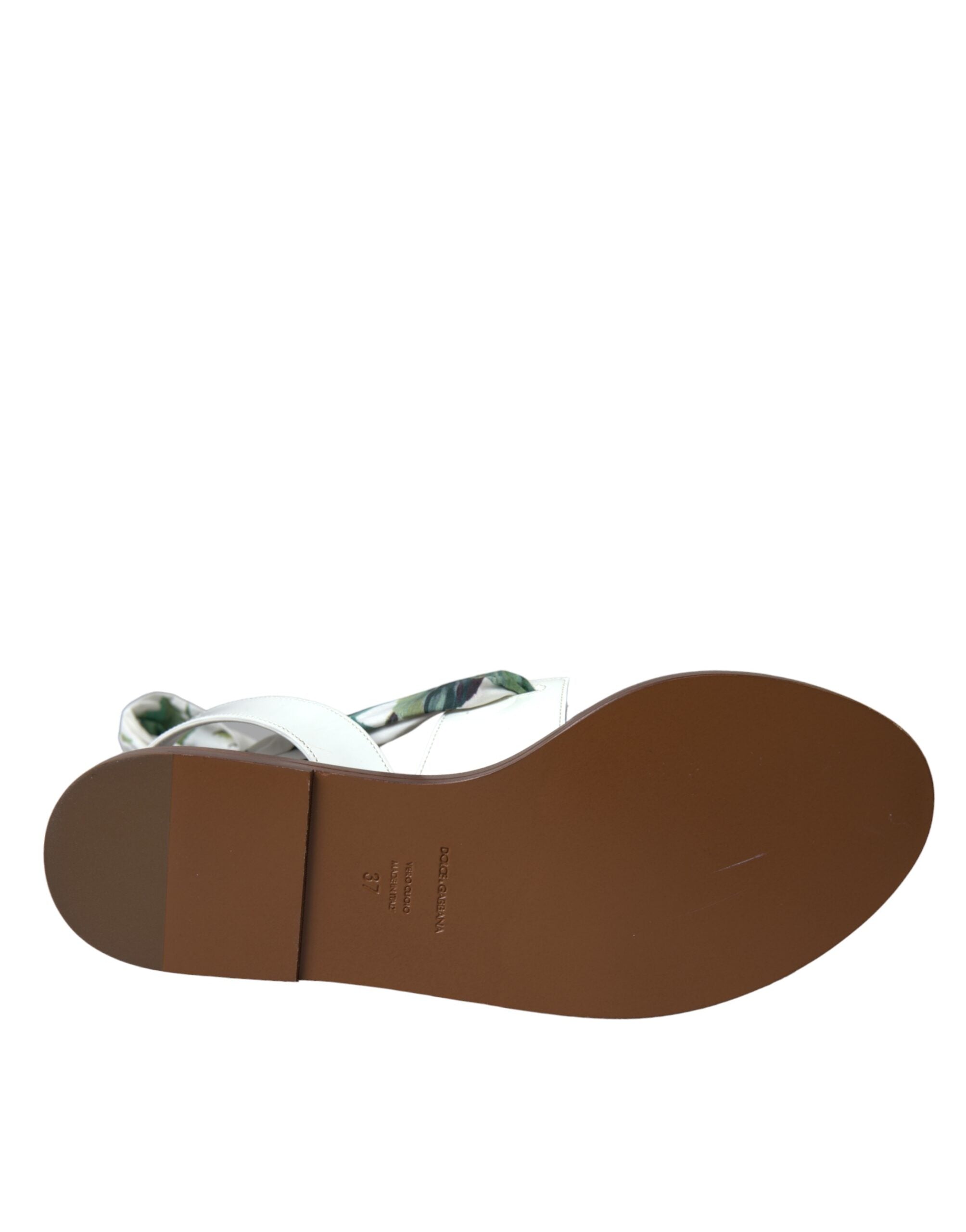 Многоцветни сандали с флорален принт Dolce &amp; Gabbana с обвивка на глезена