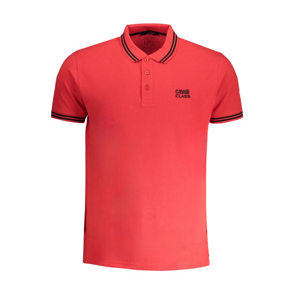Мъжка поло тениска в червено Men's polo Cavalli Class QXT64Y KB002 02000 Red Front view