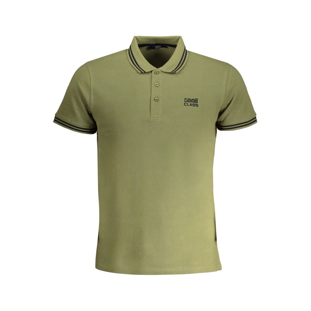 Мъжка поло тениска в зелено Men's polo Cavalli Class QXT64Y KB002 04050 Military Green Front view