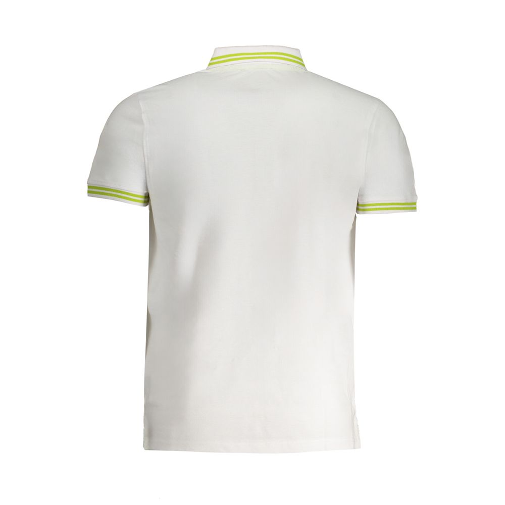 Мъжка поло тениска в бяло и зелено Men's polo Cavalli Class QXT64Y KB002 00053 White Back view