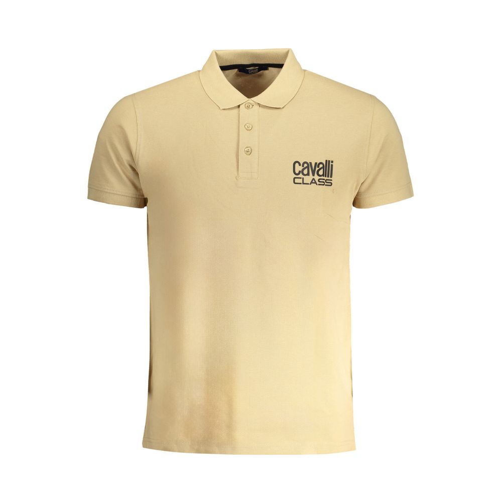 Мъжка поло тениска в бежово Men's polo Cavalli Class QXT64 ZKB002 00503 Beige Front view
