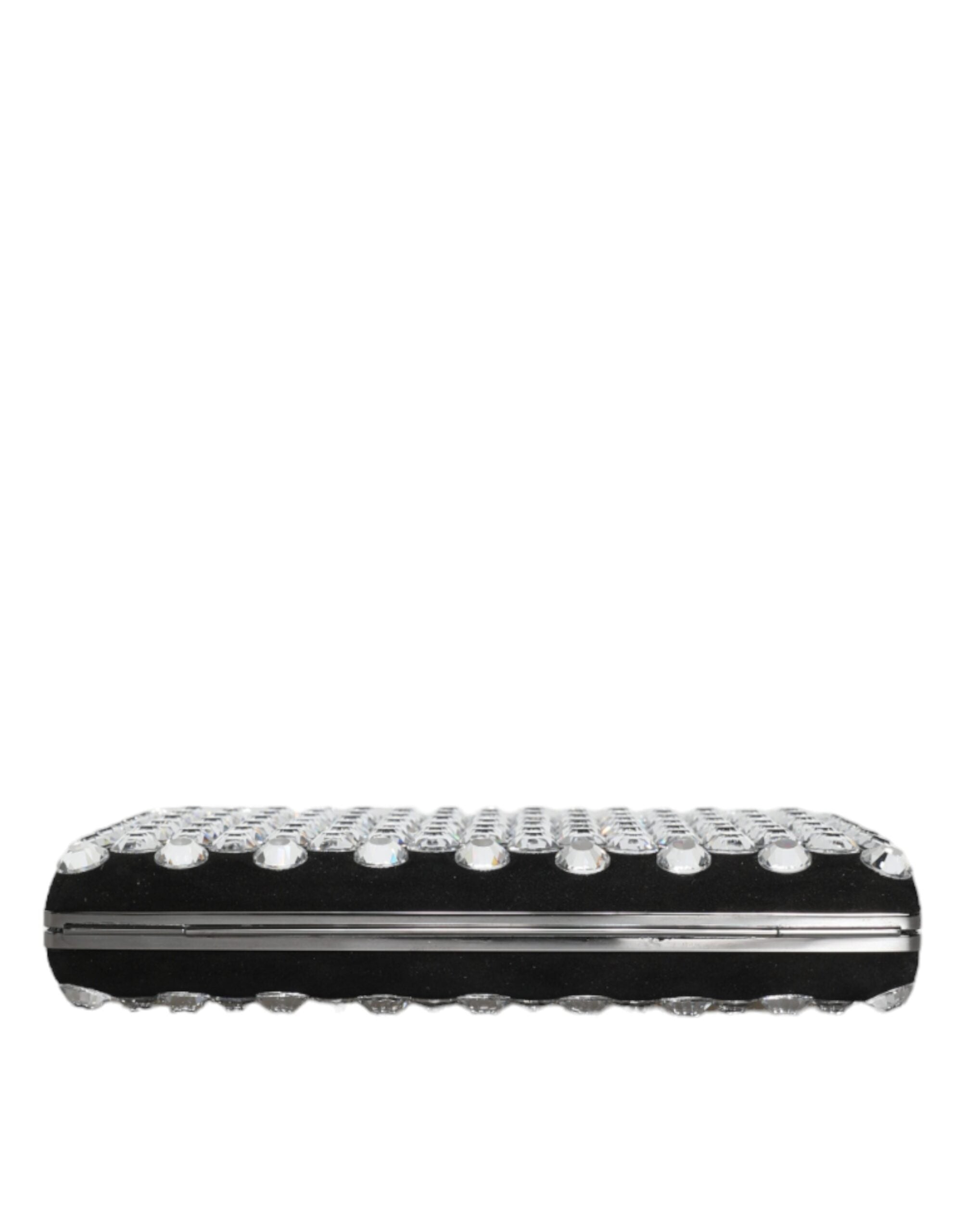 Dolce &amp; Gabbana Черна кадифена Crystal Clutch Вечерна чанта за парти