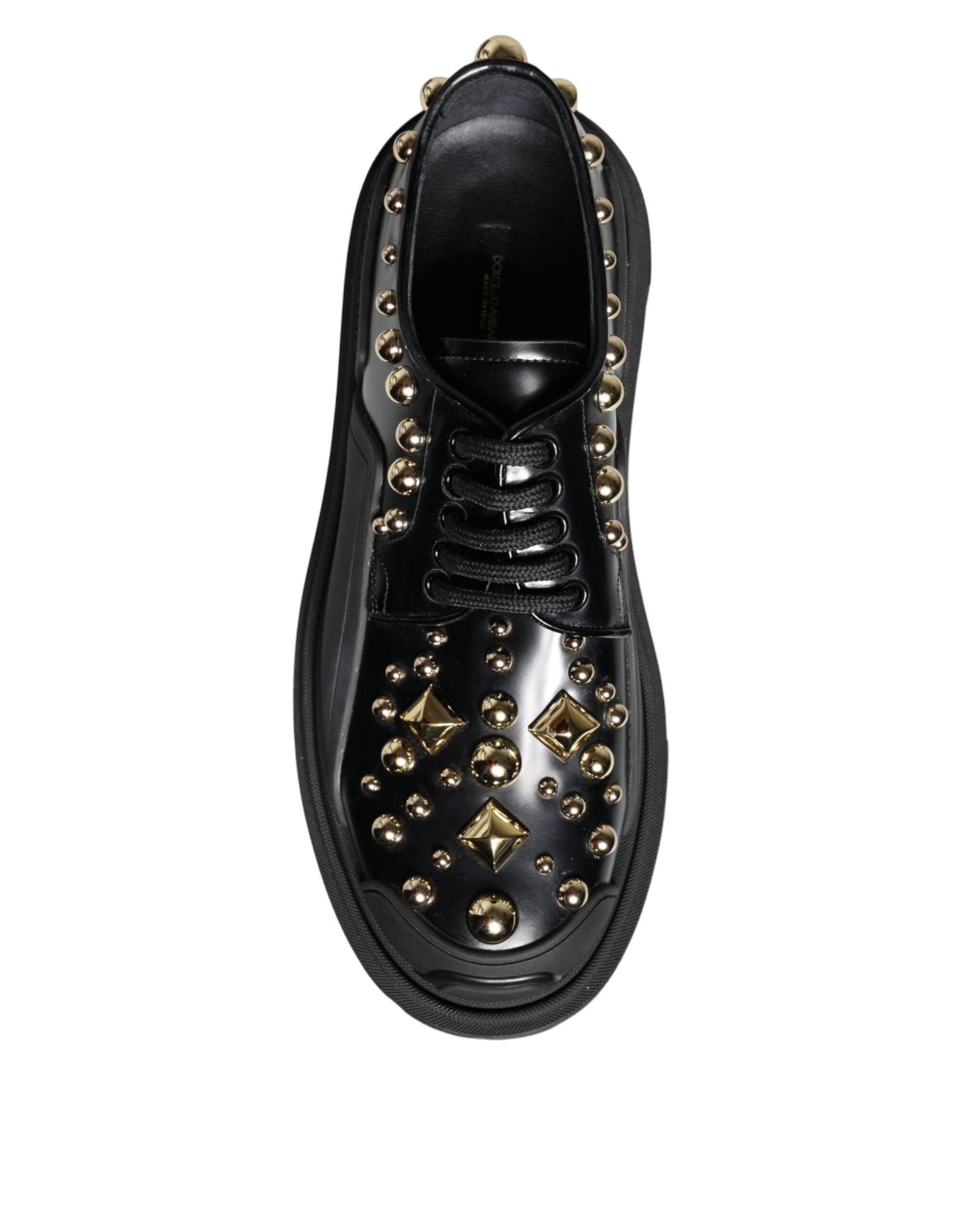 Dolce &amp; Gabbana черни кожени трекинг дерби обувки, украсени