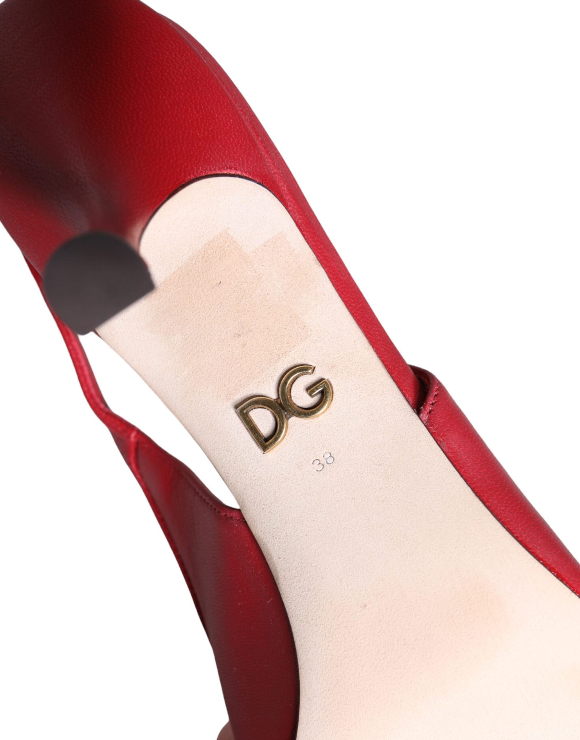 Dolce &amp; Gabbana Red Devotion кожени обувки с токчета с гръб