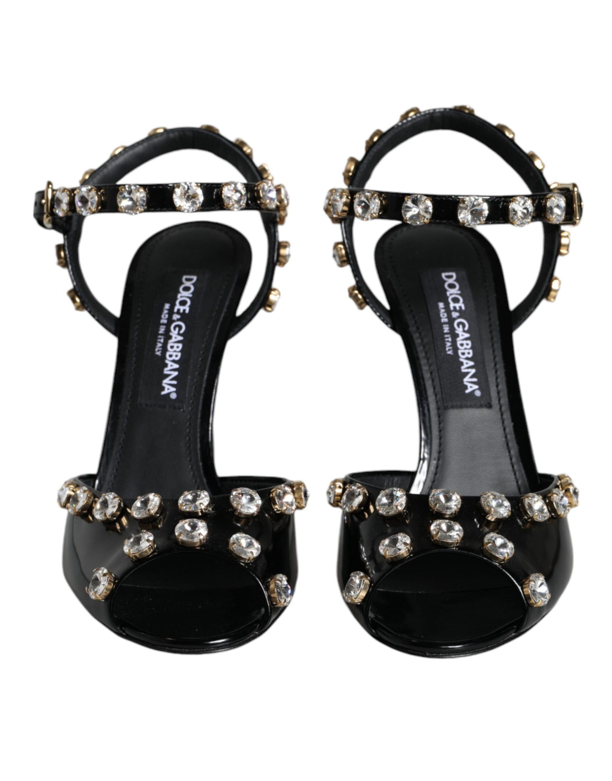 Черни кожени сандали с каишка на глезена Dolce &amp; Gabbana