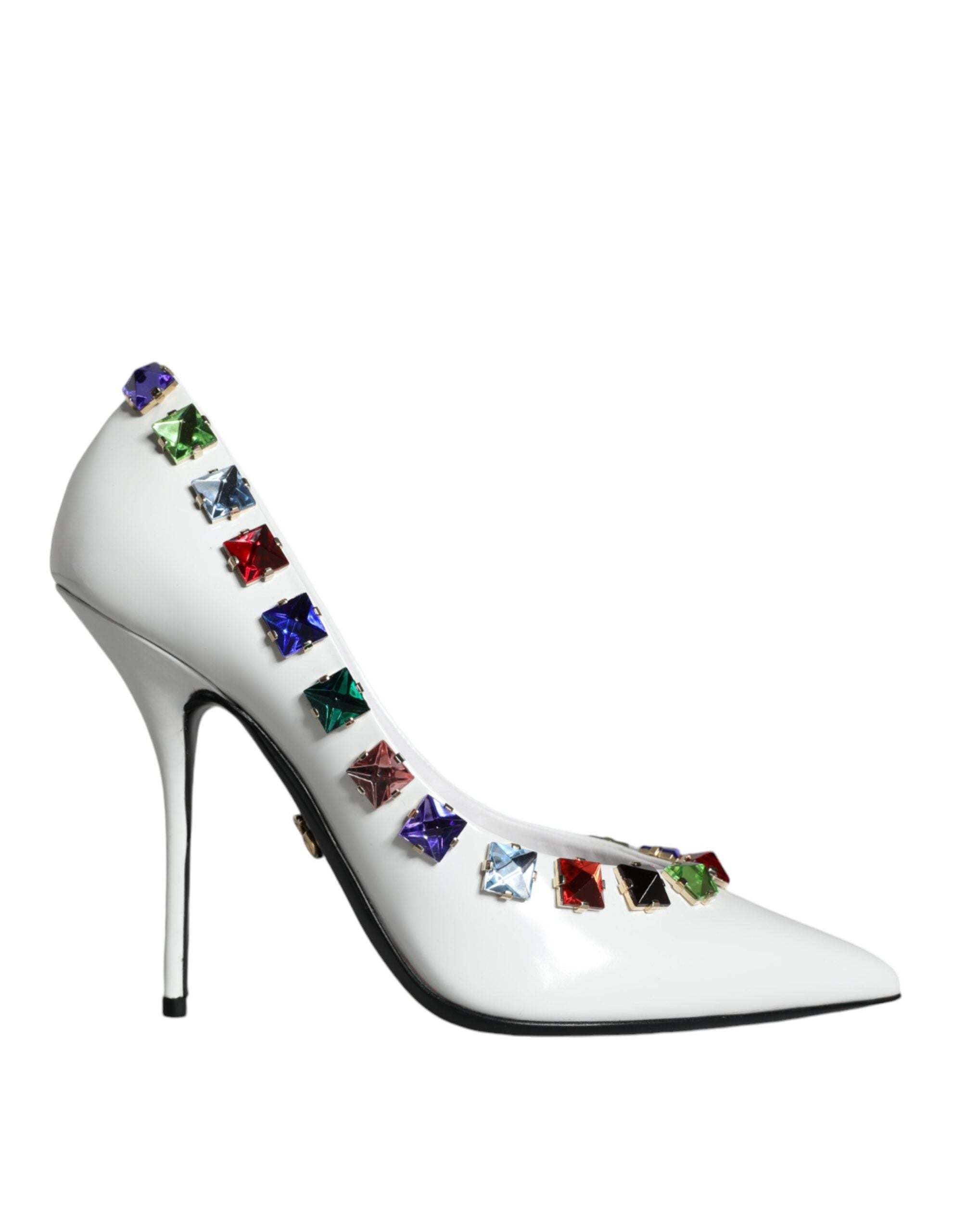 Dolce &amp; Gabbana Бели кристали Кожени обувки с високи токчета Помпи