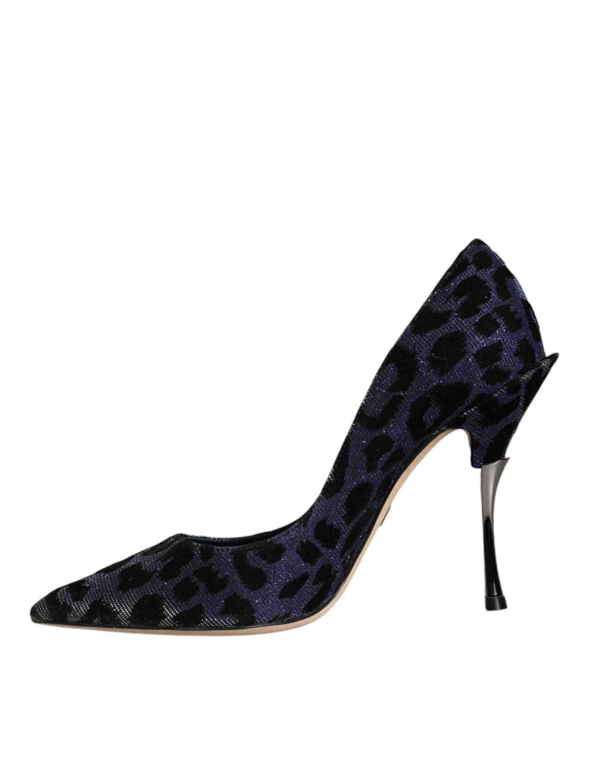 Dolce &amp; Gabbana Violet Leopard Lurex Обувки с високи токчета