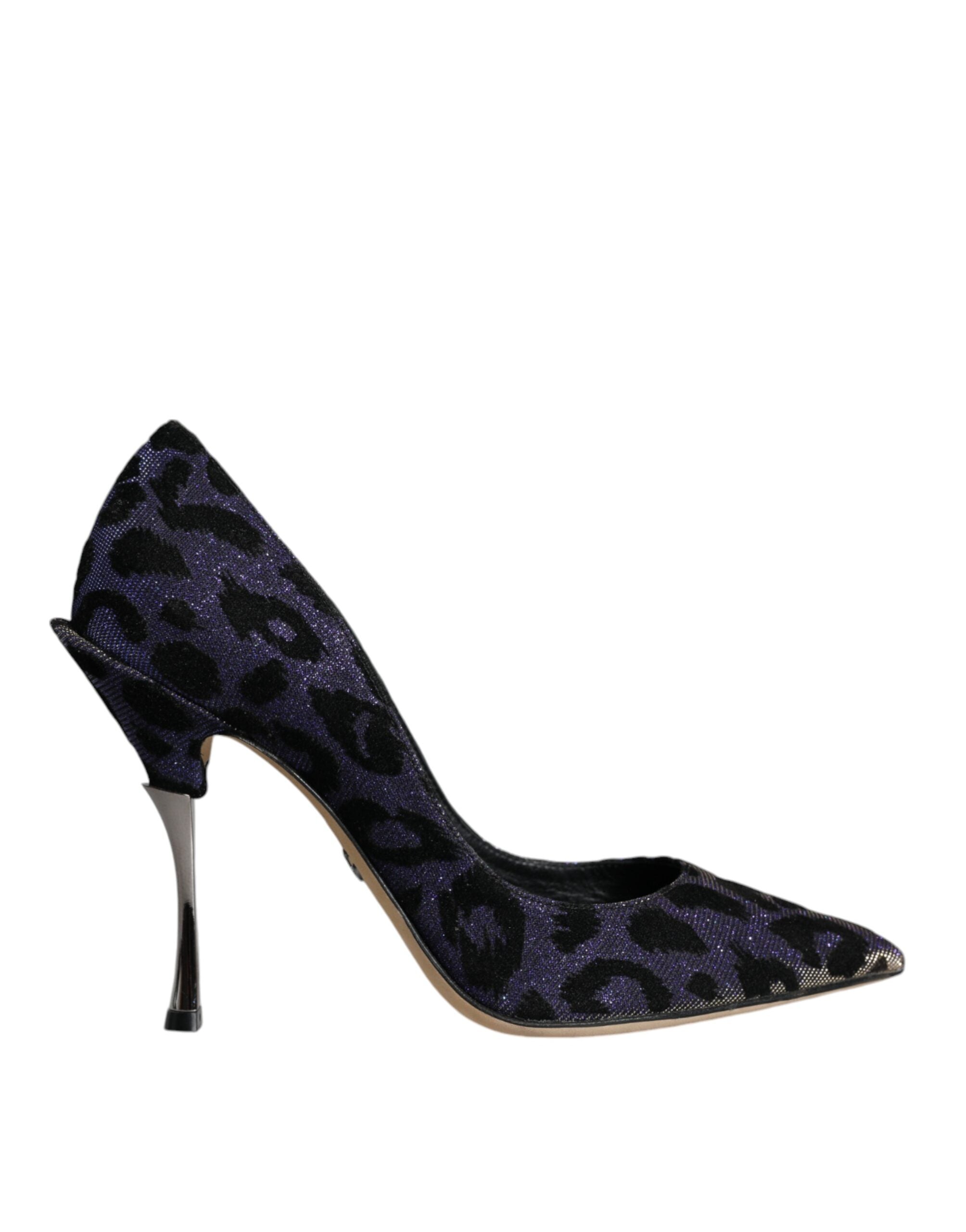 Dolce &amp; Gabbana Violet Leopard Lurex Обувки с високи токчета