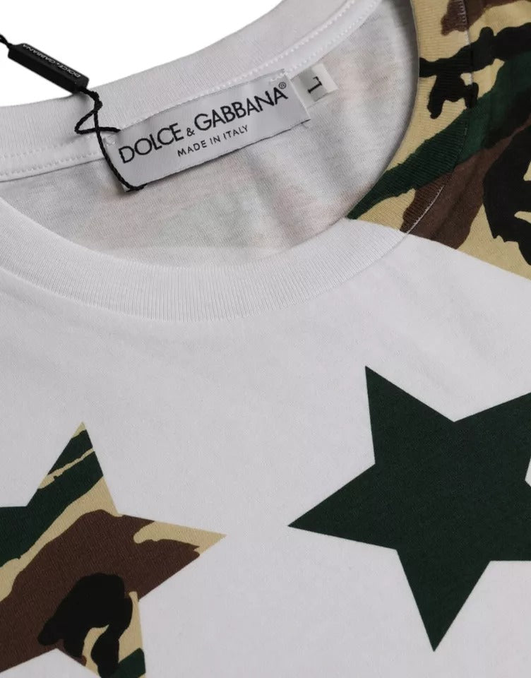 Мъжка тениска Dolce &amp; Gabbana с бяла камуфлажна звезда и кръгло деколте