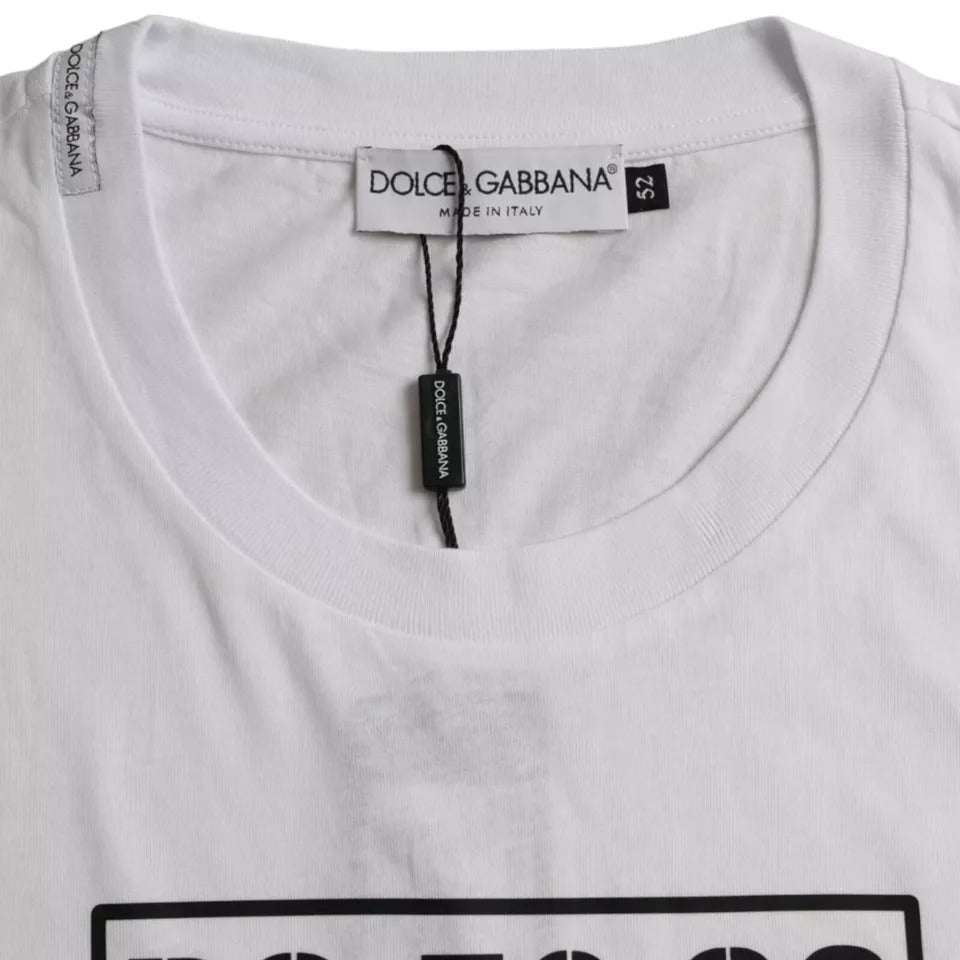 Бяла тениска с кръгло деколте и къси ръкави с лого Dolce &amp; Gabbana
