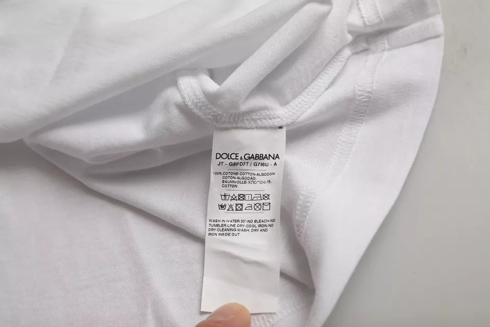 Бяла тениска с кръгло деколте и къси ръкави с лого Dolce &amp; Gabbana