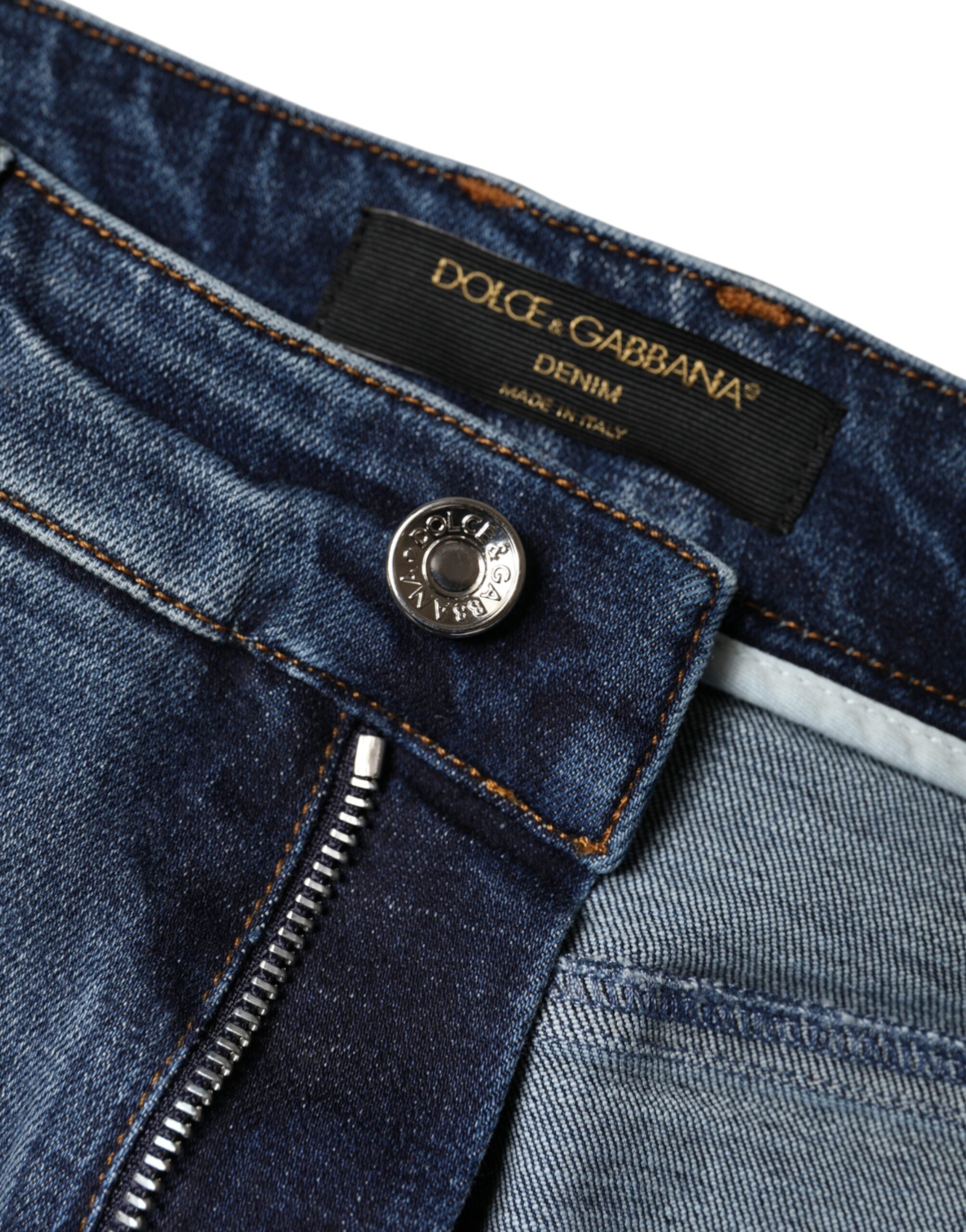Тъмно сини памучни окъсани тесни дънки Dolce &amp; Gabbana