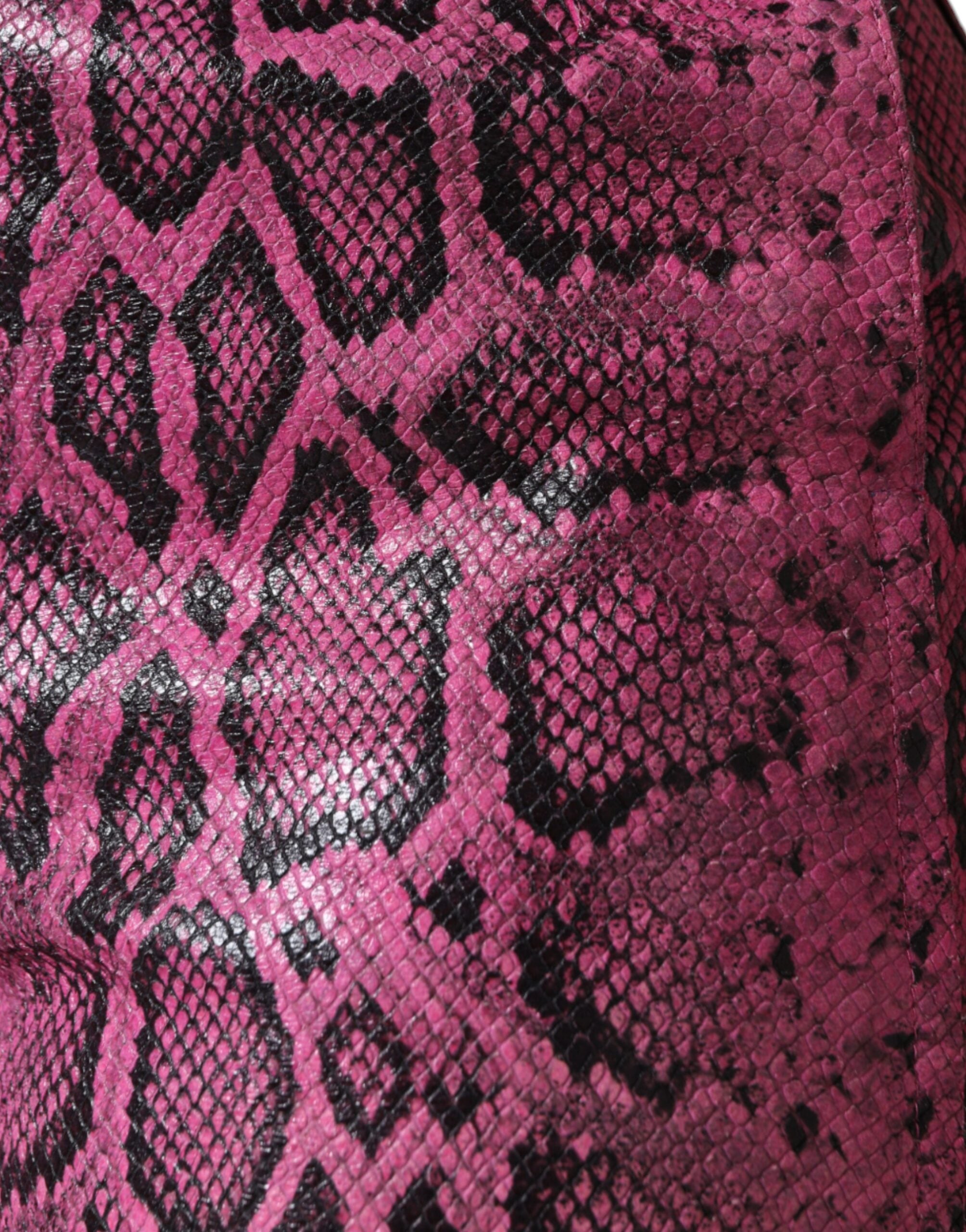 Розови кожени къси панталони с висока талия Dolce &amp; Gabbana